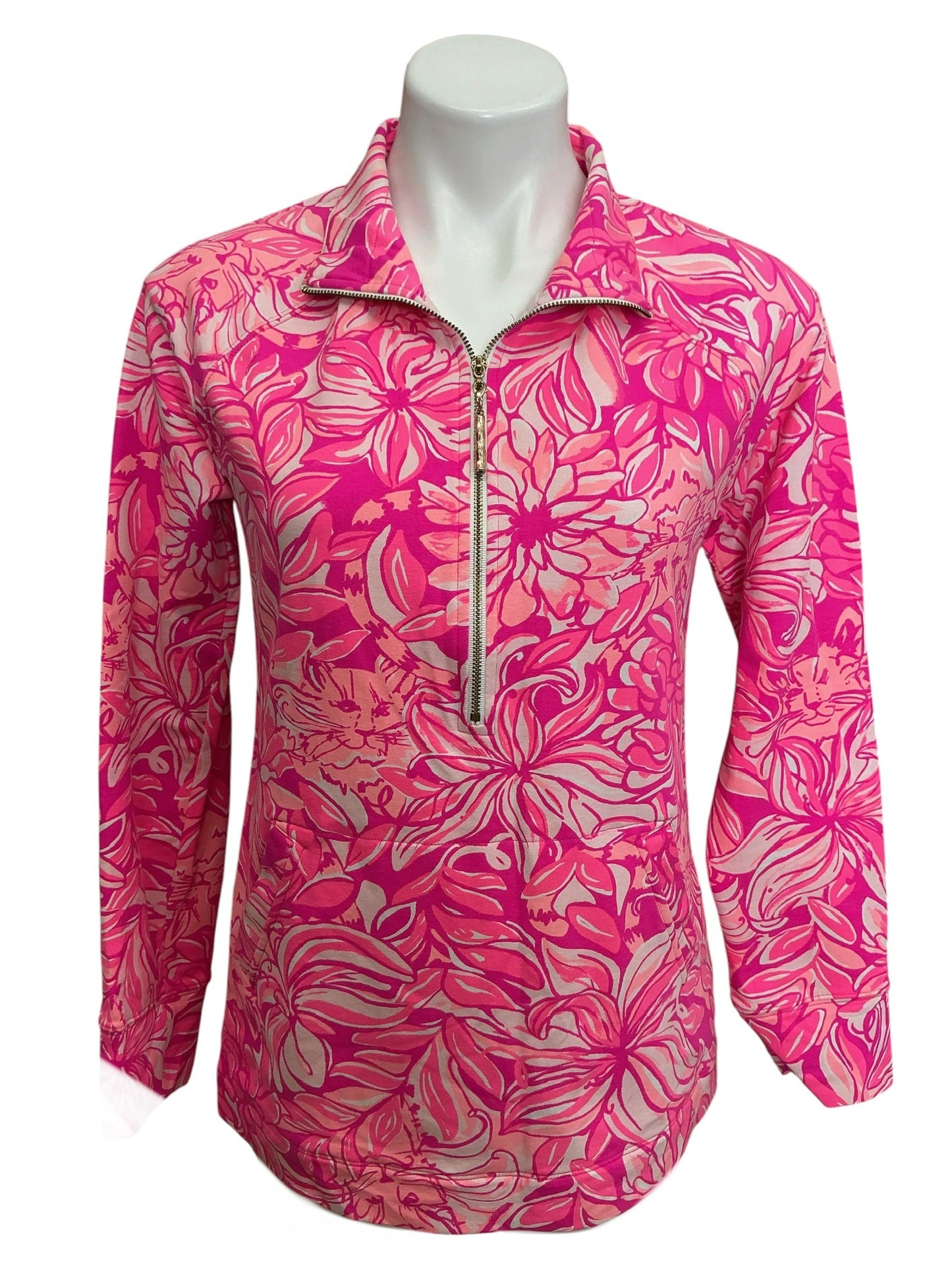 Lilly Pulitzer Luxletic Justine Pullover Top Pawsitive Cattitude - Size S