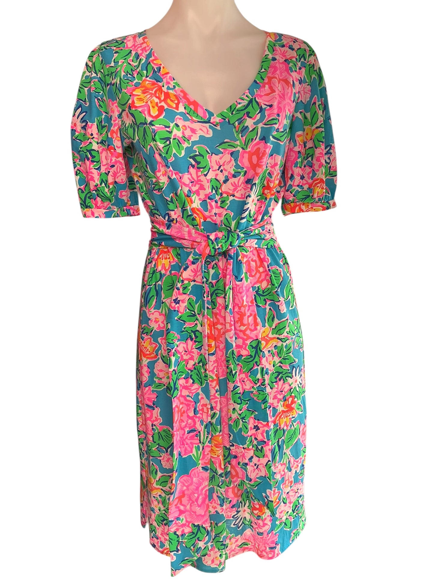 Lilly Pulitzer Isolde Knee Length Dress Multi Rose To The Occasion - Size S