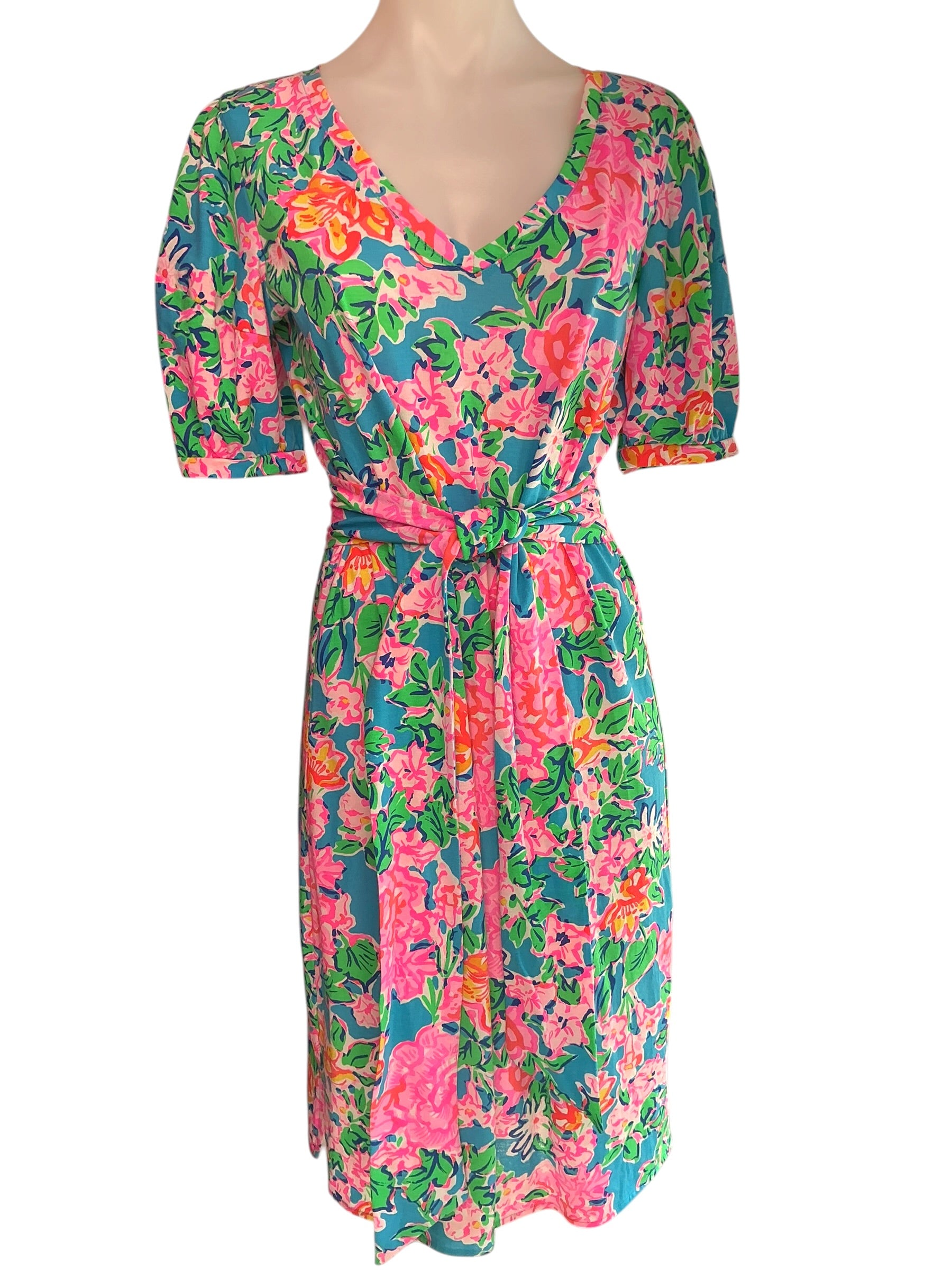 Lilly Pulitzer Isolde Knee Length Dress Multi Rose To The Occasion - Size S