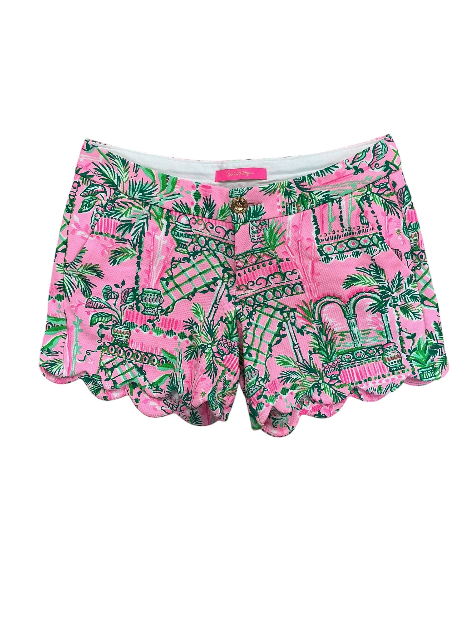 Lilly Pulitzer Buttercup Scalloped Shorts Mandevilla Baby Always Worth It - Size 0