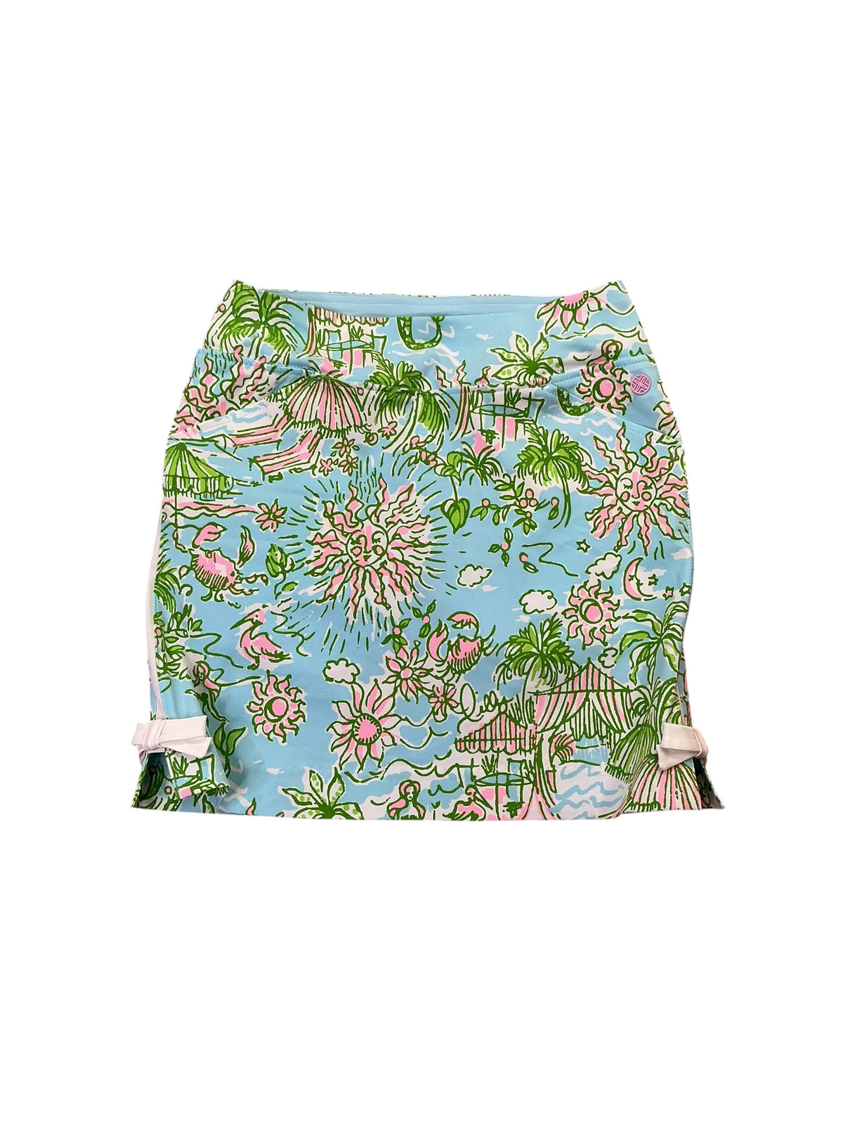 Lilly Pulitzer UPF 50+ Luxletic Monica Bow Skort Fresh Water Blue Sunbathers Bliss - Size 0