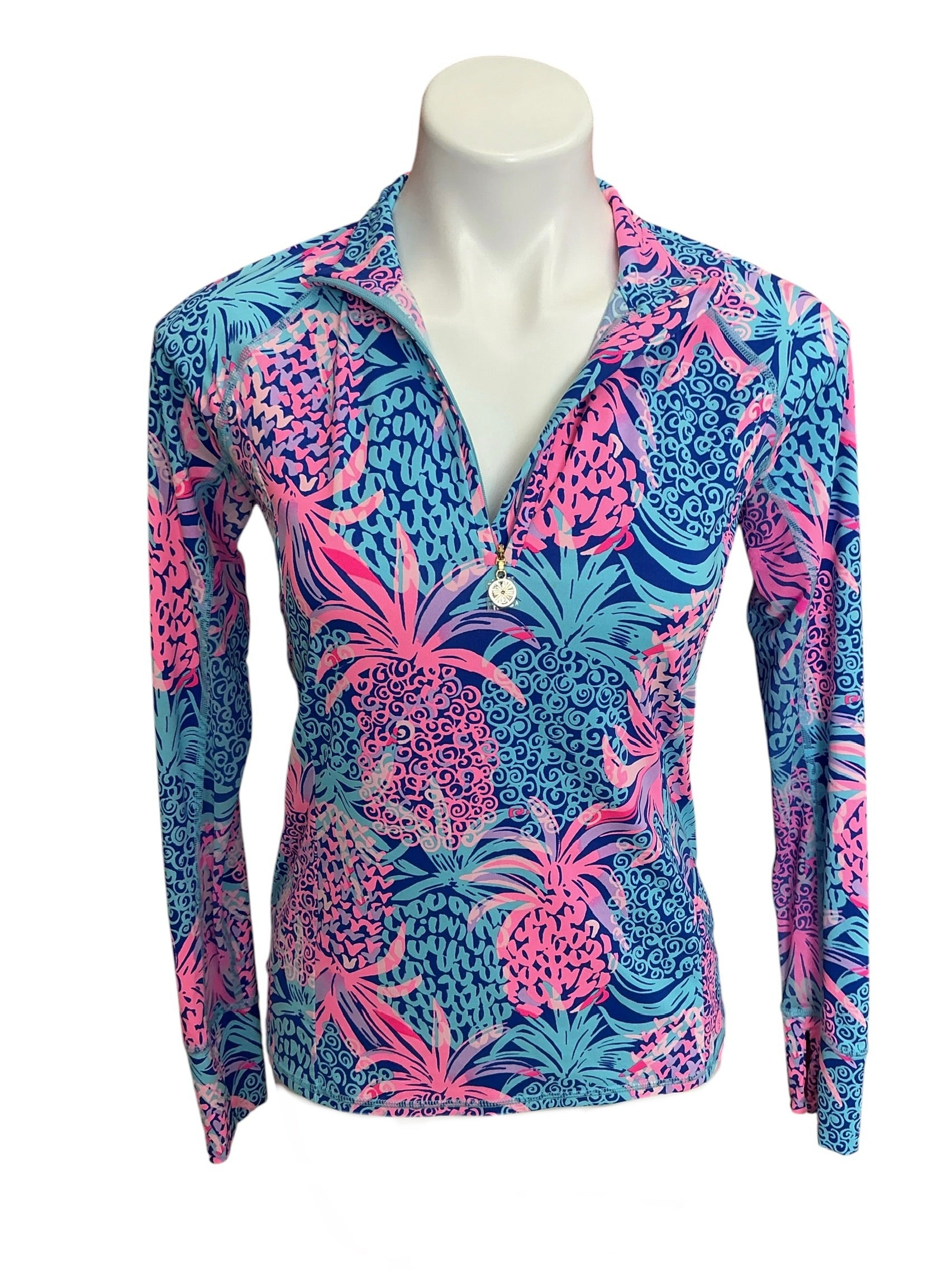 Lilly Pulitzer Luxletic Marion Half Zip Pullover Tropic Down Low - Size XS