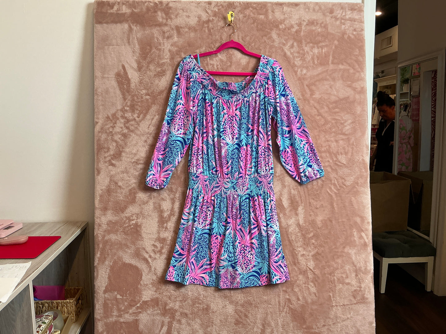 Lilly Pulitzer NWT Cyla Romper Borealis Blue Tropic down low - Size L