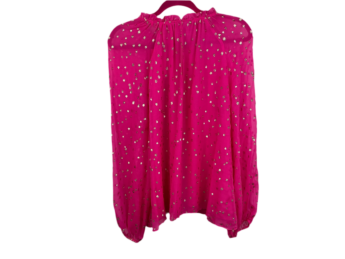 Lilly Pulitzer NWT Caline Silk Top Pink Topaz Gold Metallic Silk Cup - Size XL