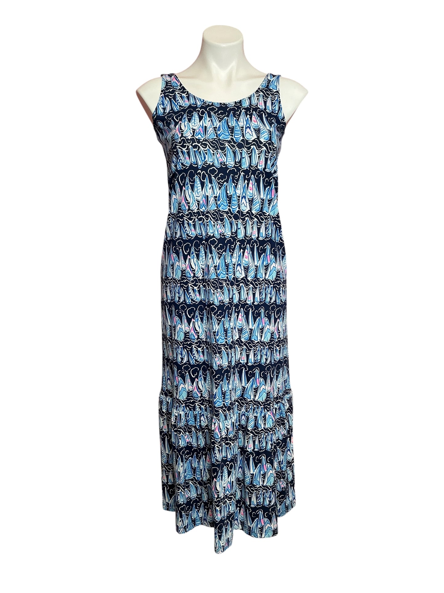 Lilly Pulitzer Martins Midi Dress Low Tide Navy Sails And Stripes - Size XXS