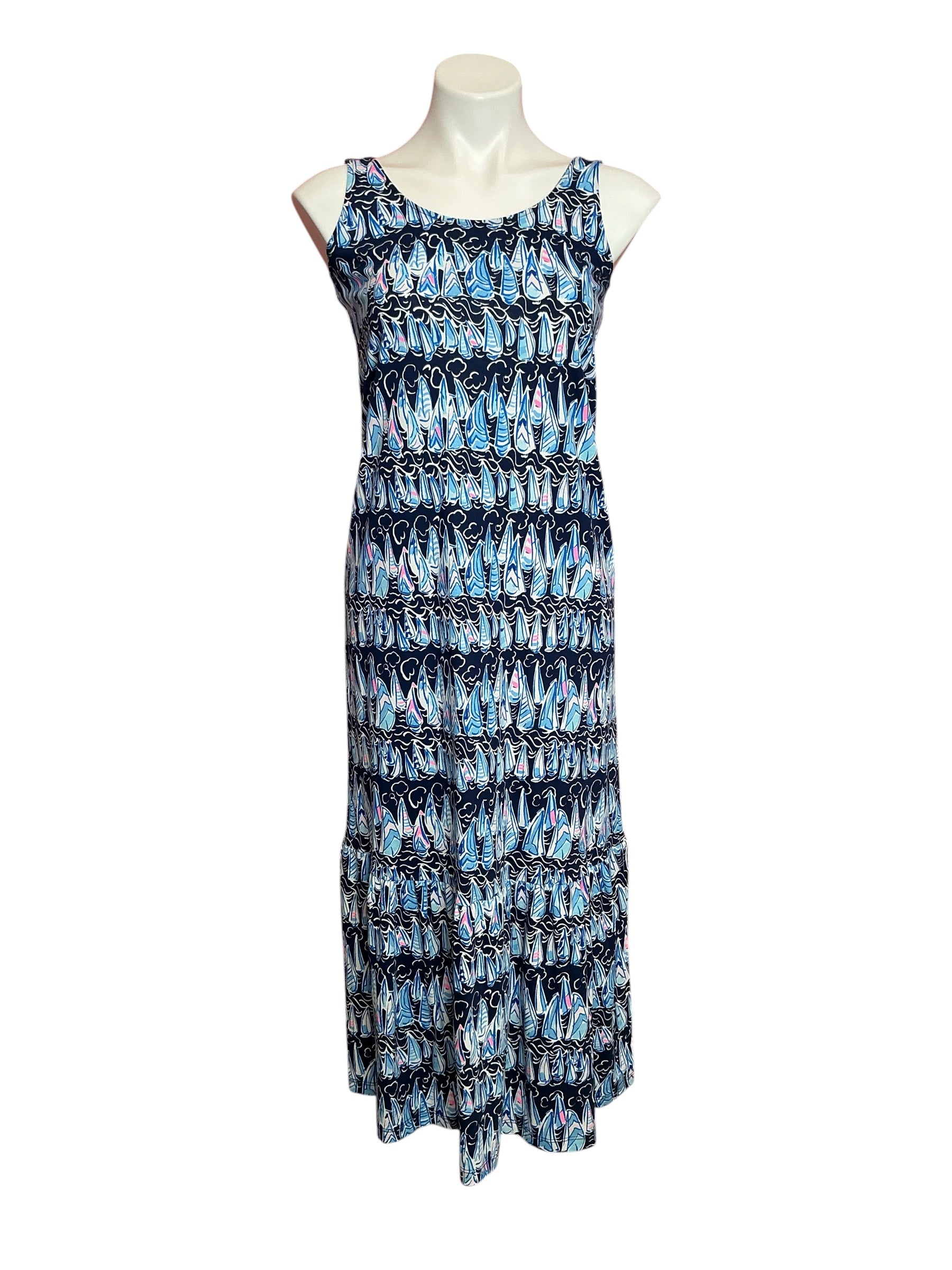 Lilly Pulitzer Martins Midi Dress Low Tide Navy Sails And Stripes - Size XXS