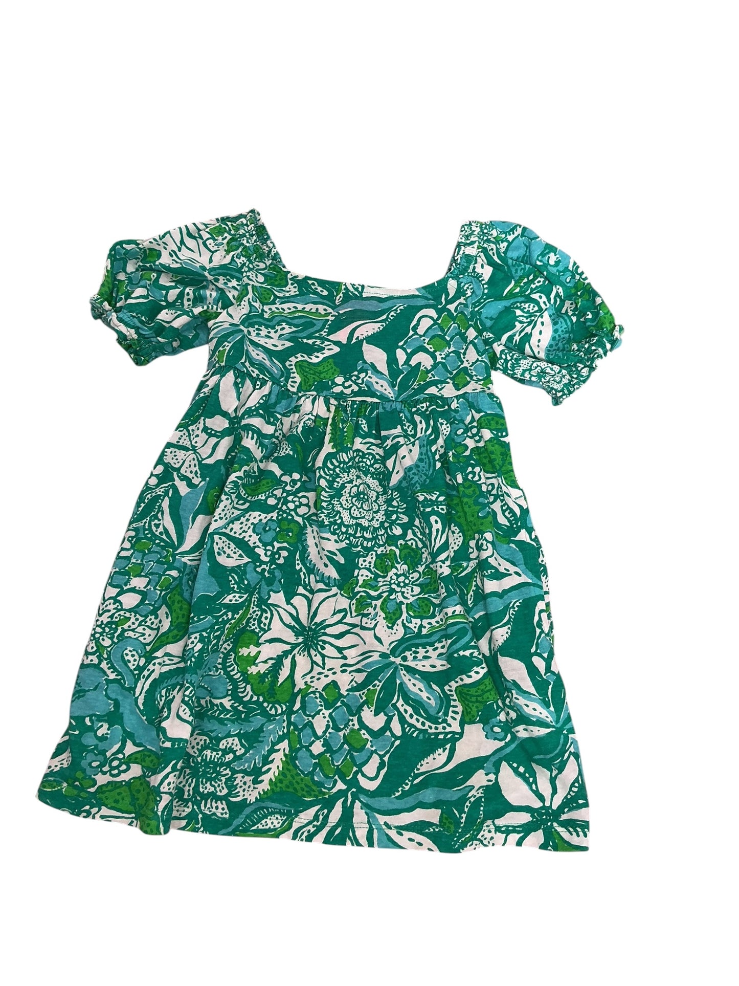 Lilly Pulitzer Girls Mini Delaney Dress Botanical Green Safari Sangria - Size XS