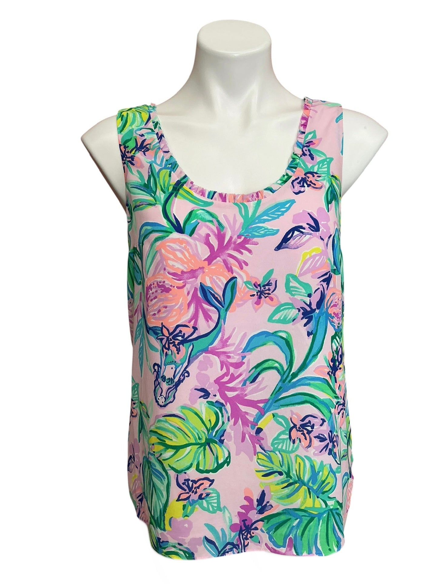 Lilly Pulitzer Carlene Ruffle Tank Top Amethyst Tint Mermaid In The Shade - Size XS