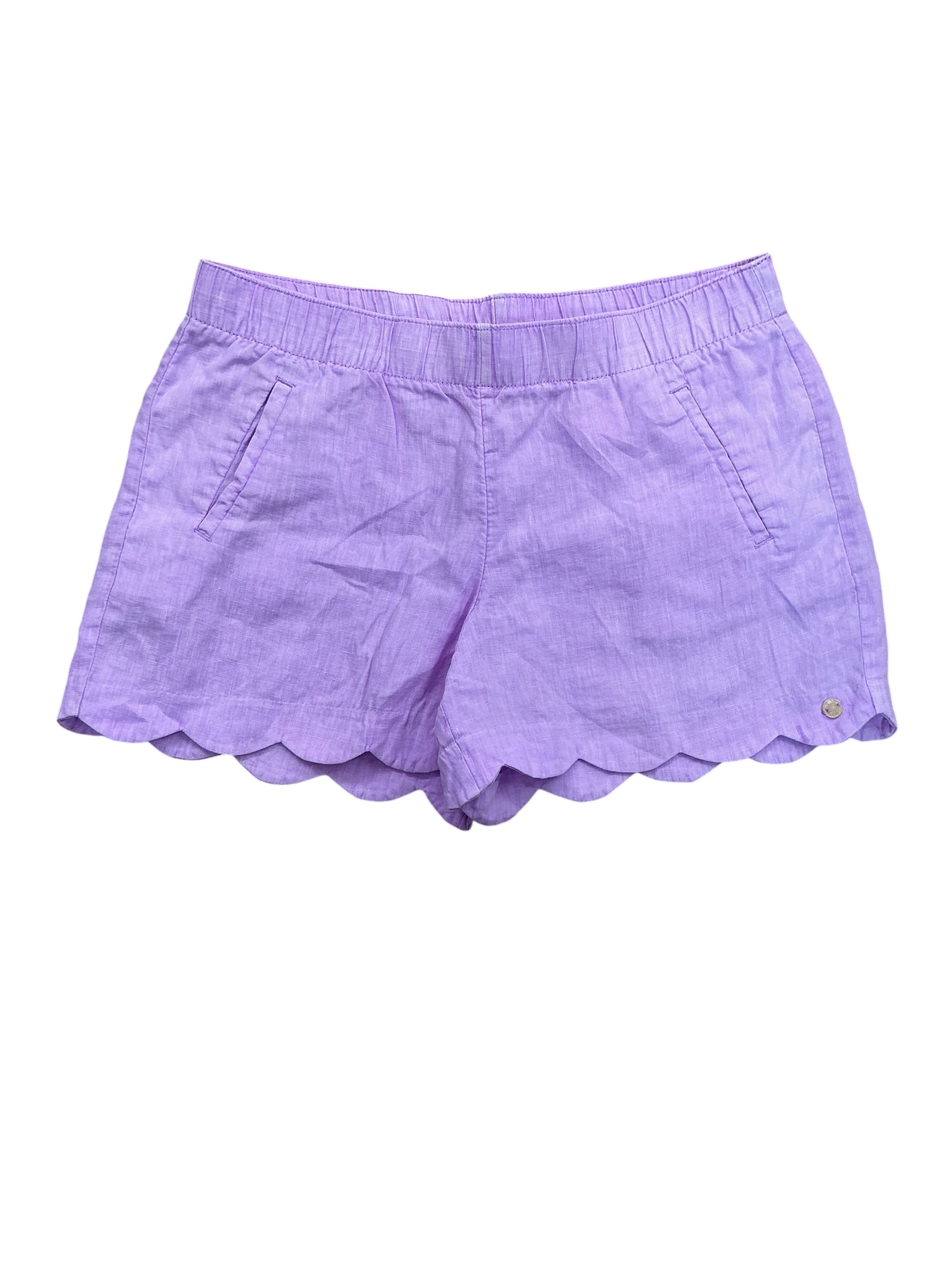 Lilly Pulitzer Brea Linen Scallop Shorts Purple Iris - Size M