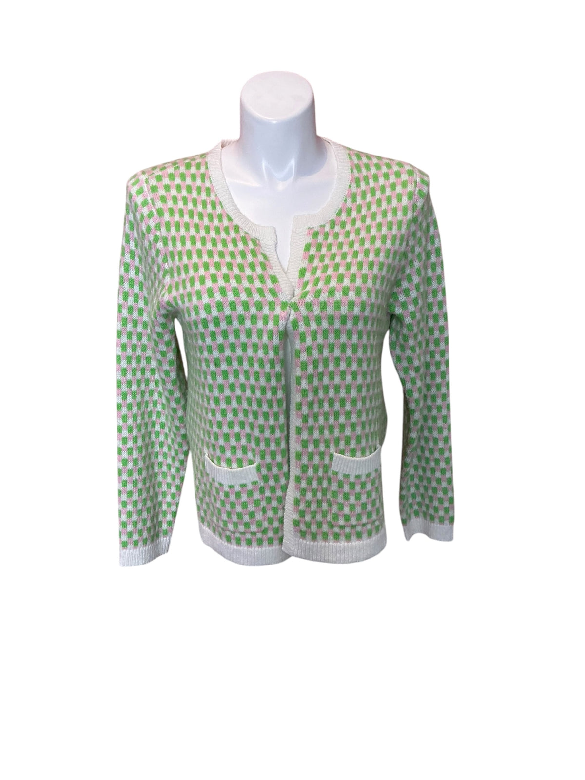 Lilly Pulitzer Viera Cardigan Orb Green Check Jacquard - Size XL