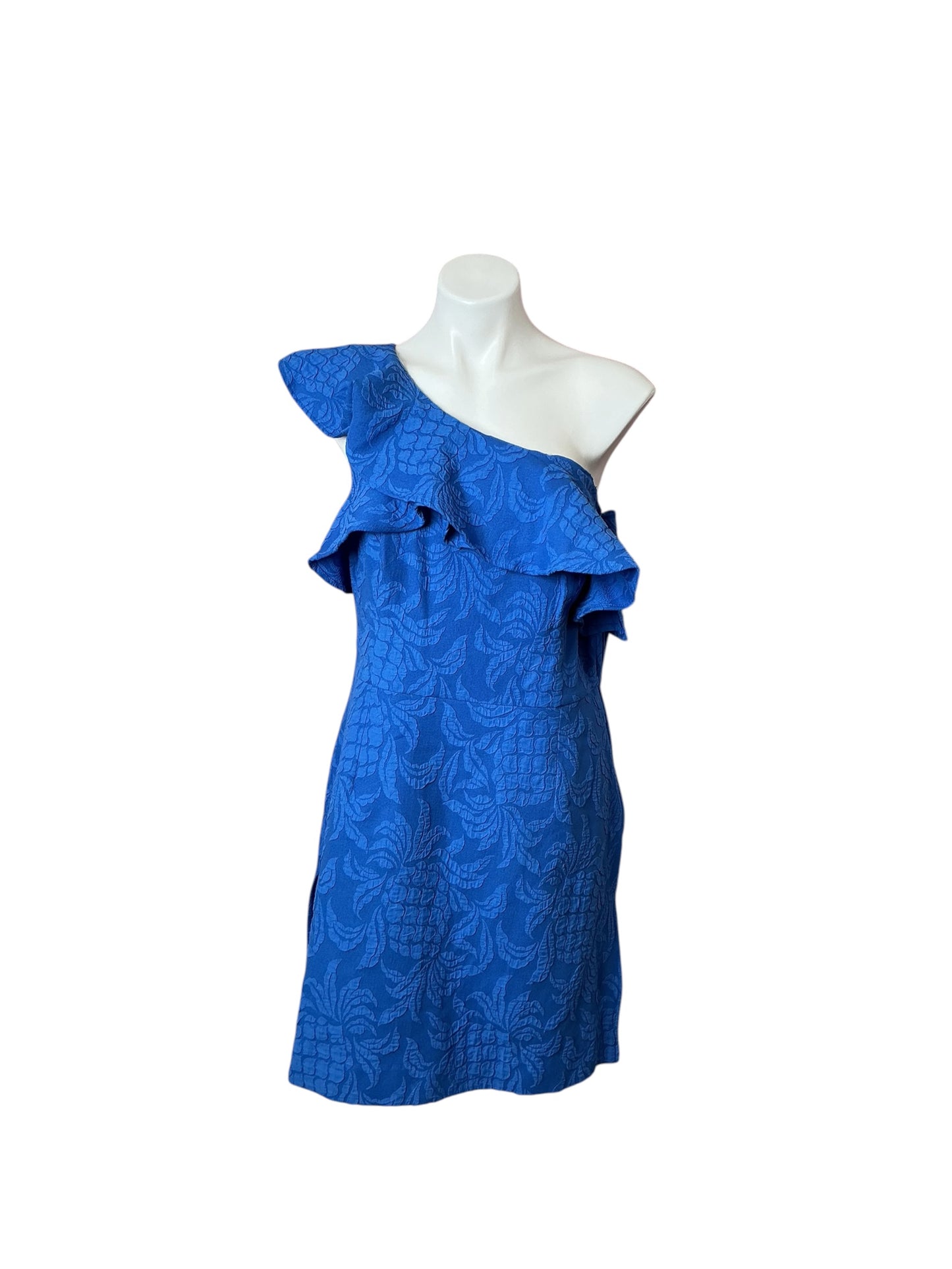 Lilly Lilly Pulitzer Kipton Skirted Romper Blue Tang Pineapple Pucker Jacquard - Size 14
