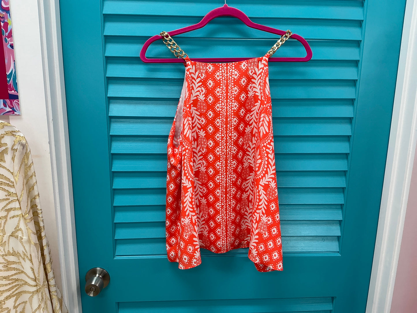 Lilly Pulitzer Top NWT - Joannah Silk Top - Flamingo Feather - Harbour View Engineered - Size L