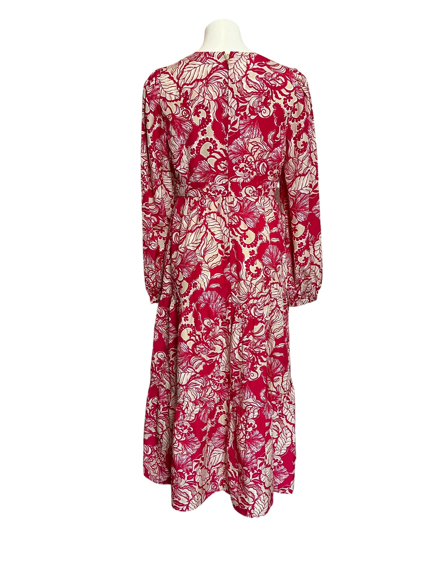 Lilly Pulitzer NWT Tinslee Long Sleeved Midi Dress Poinsettia Red Island Vibes - Size 6