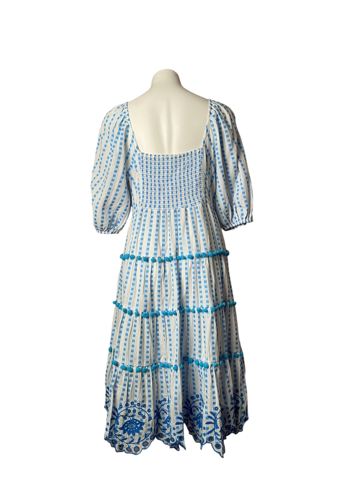 Lilly Pulitzer Sidney Midi Dress Blue Flare Gingham Stripe Jacquard - Size 10