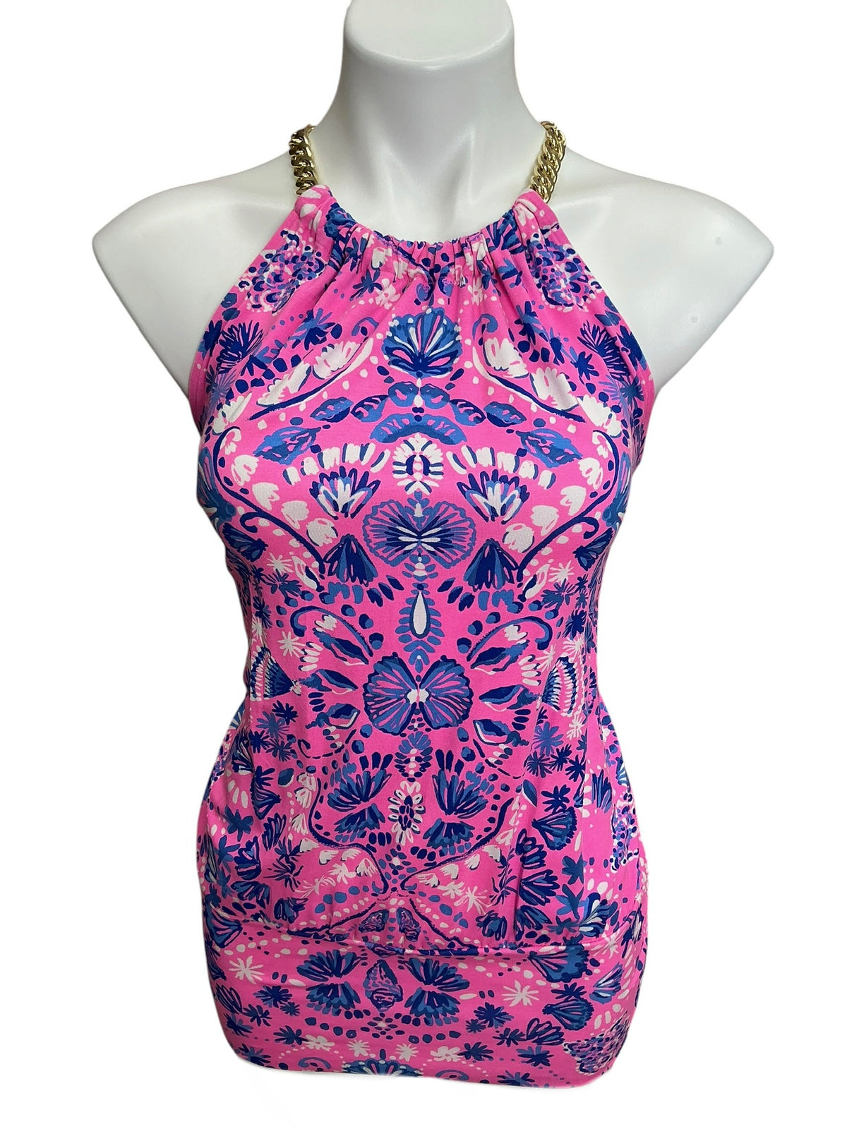 Lilly Pulitzer Bowen Halter Top Havana Pink Turtle Tidepool Engineered - Size S