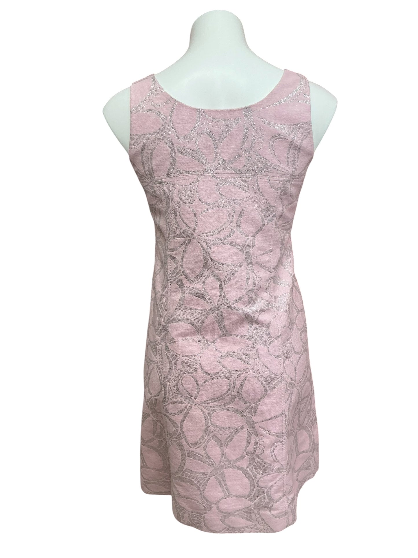Lilly Pulitzer Sleeveless Shift Dress Pink And Silver Floral Jacquard - Size 2