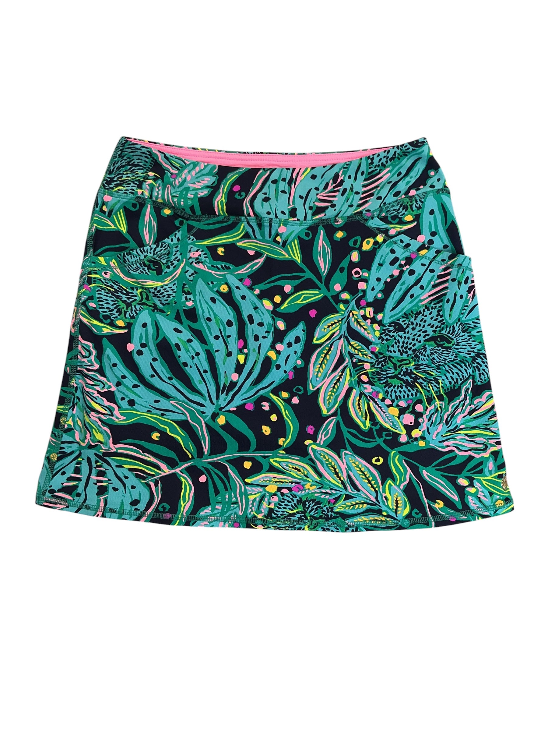 Lilly Pulitzer Luxletic Maryana Skort Low Tide Navy Catty Purrsonality - Size S
