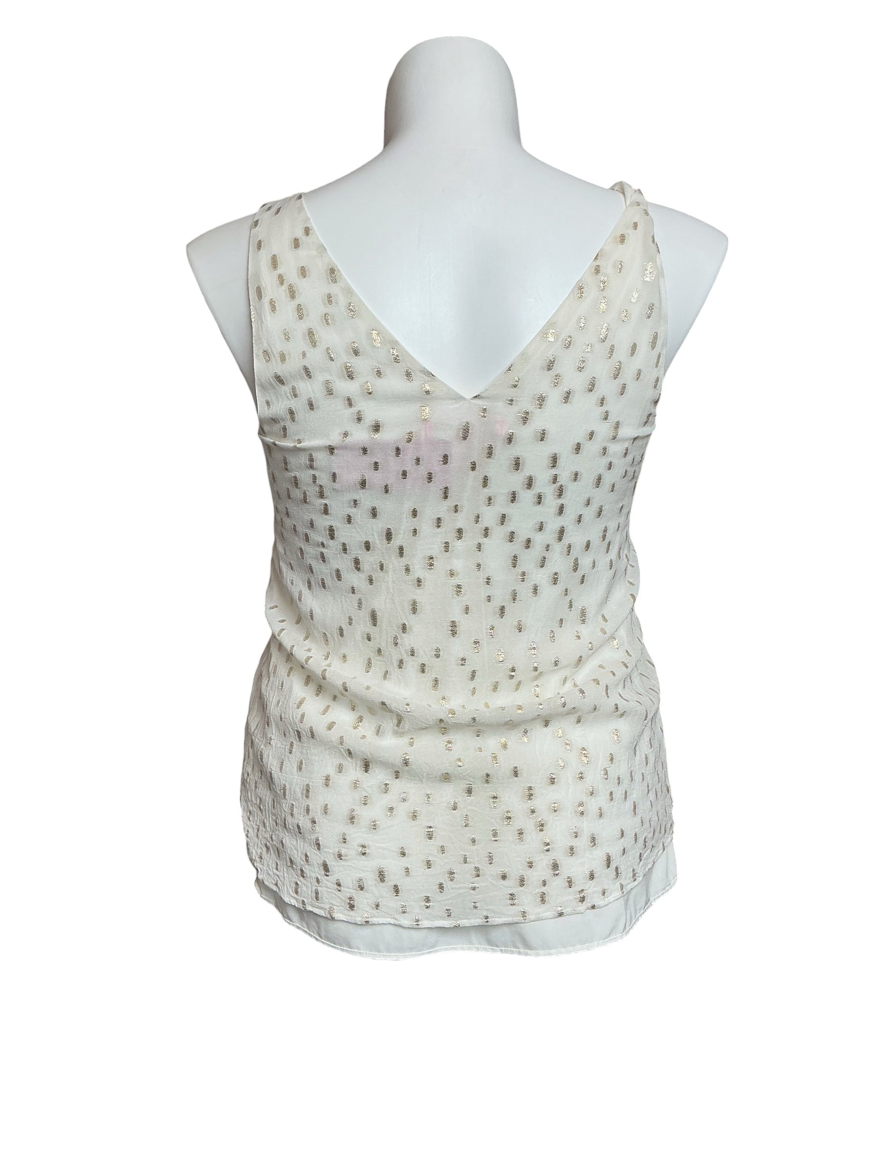 Lilly Pulitzer Florin Silk Tank Top - Coconut Gold Clip Dot - Size L