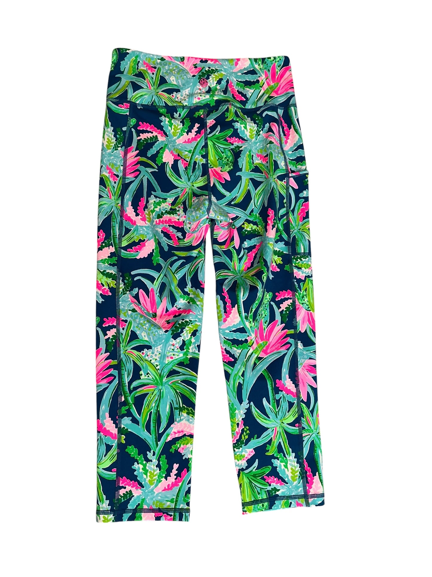 Lilly Pulitzer Luxletic Weekender High Rise Crop Leggings Macaw Blue Sweet Escape - Size M