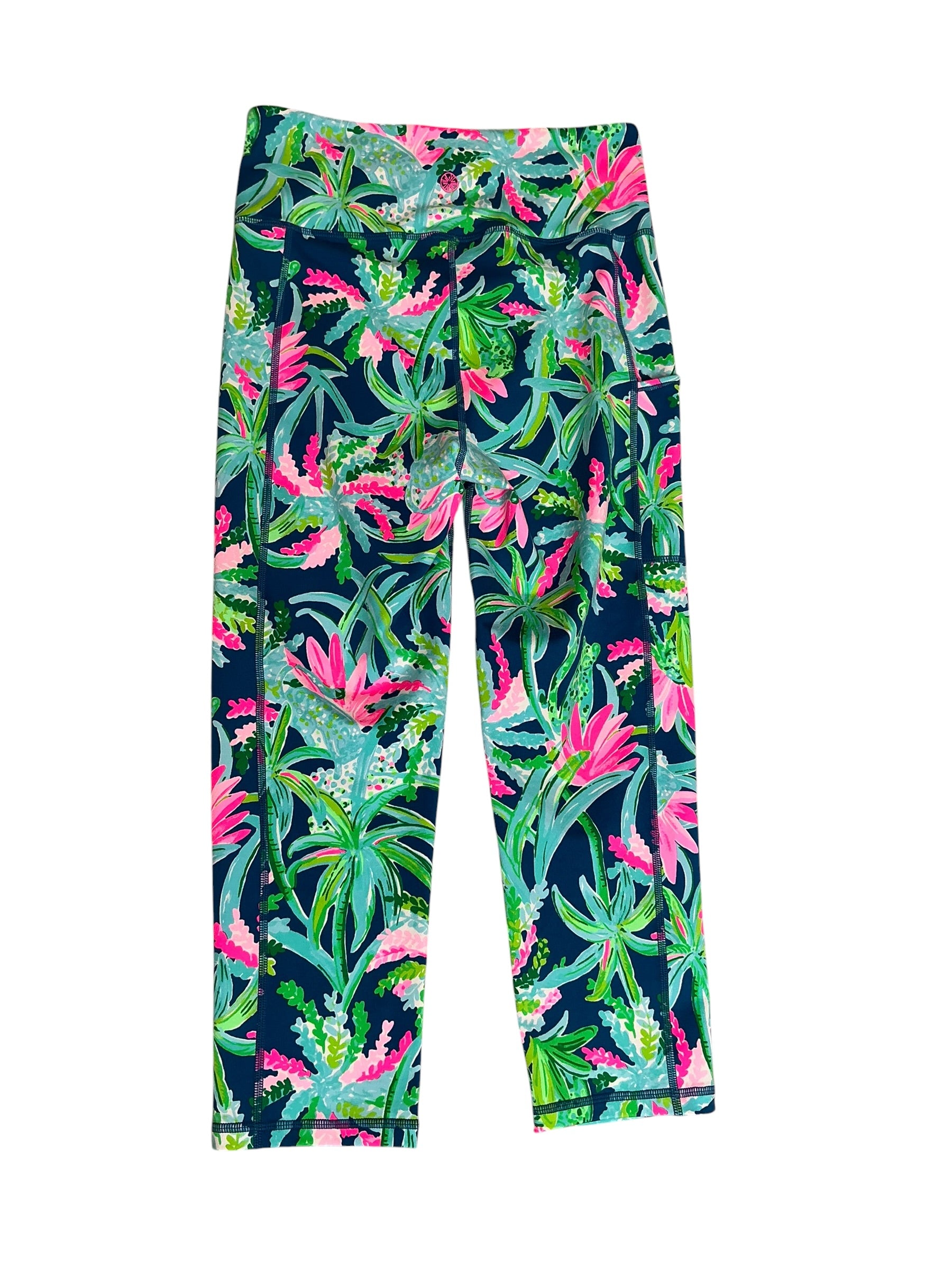 Lilly Pulitzer Luxletic Weekender High Rise Crop Leggings Macaw Blue Sweet Escape - Size M