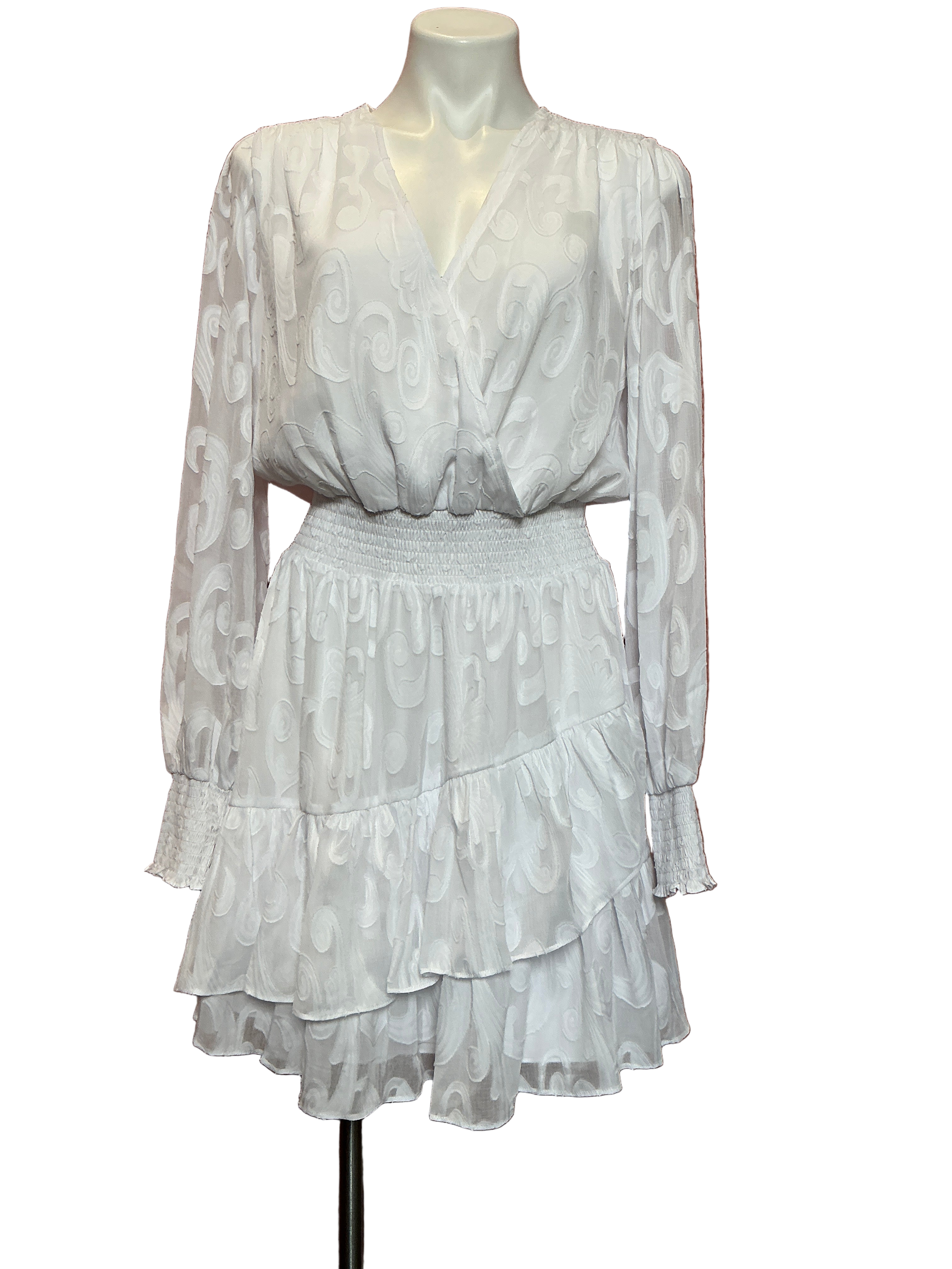 Lilly Pulitzer NWT - Christianna Long Slv Dress - Poly Crepe Swirl - Resort White - Size 10