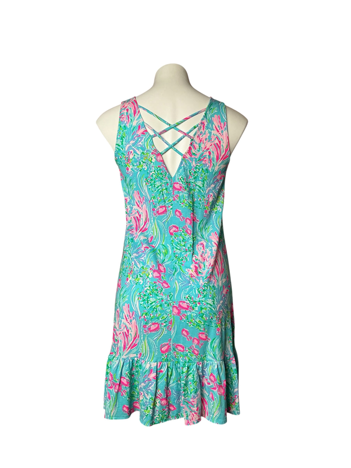 Lilly Pulitzer Kristen Flounce Dress Amalfi Blue Best Fishes - Size XS