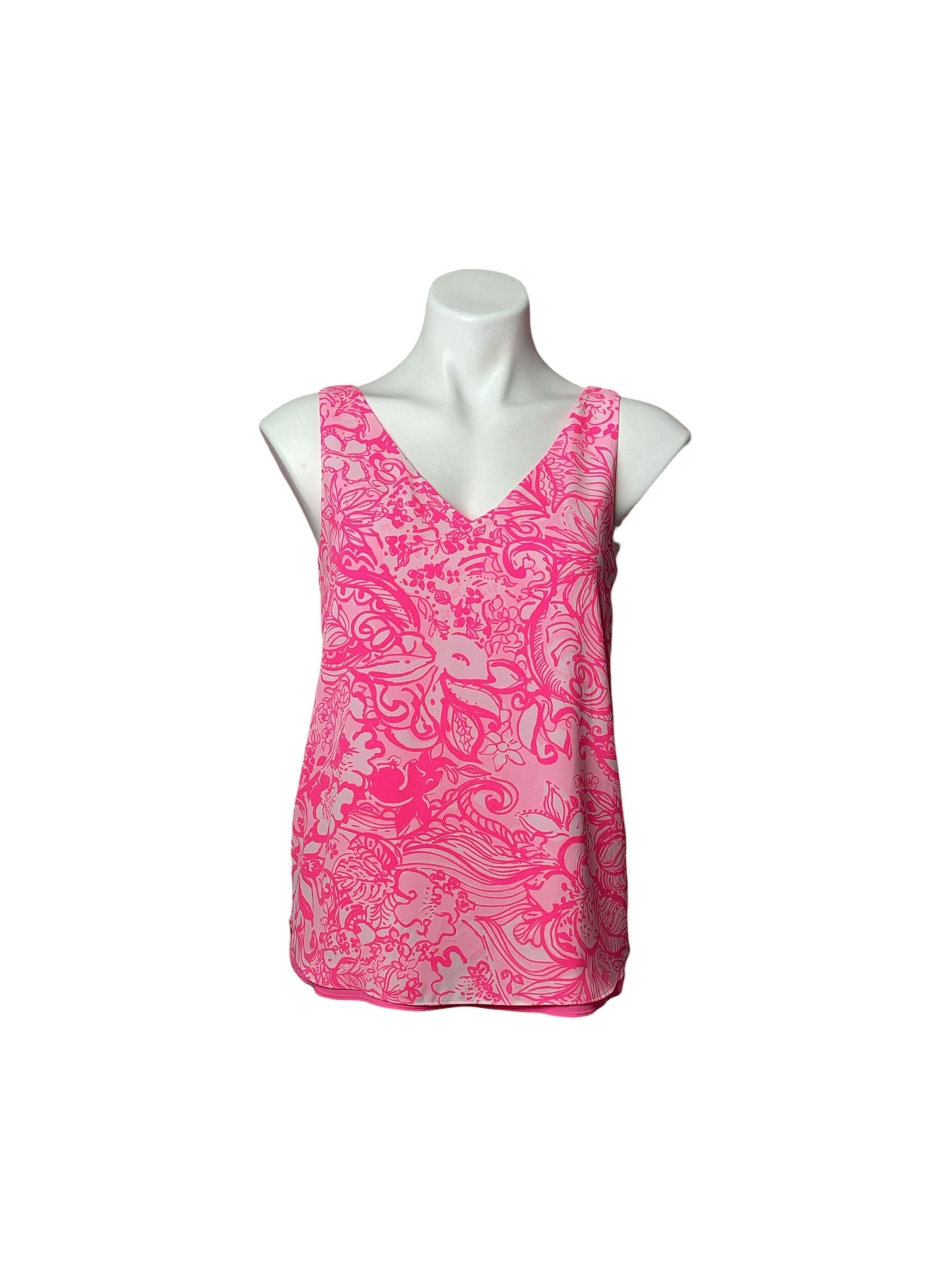 Lilly Pulitzer Florin V Neck Pink Tropics Bunny Hop Top - Size XS