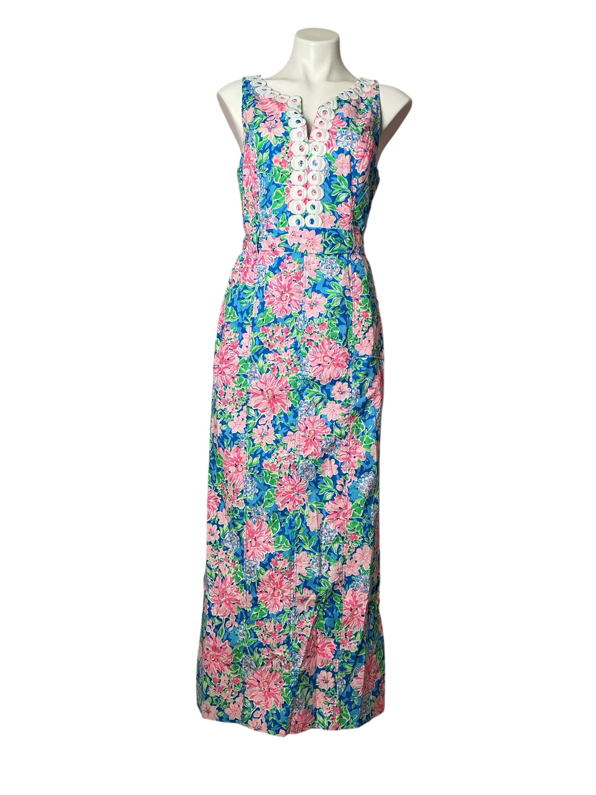 Lilly Pulitzer NWT Gulianna Stretch Cotton Maxi Shift Dress Multi Spring In Your Step - Size 8