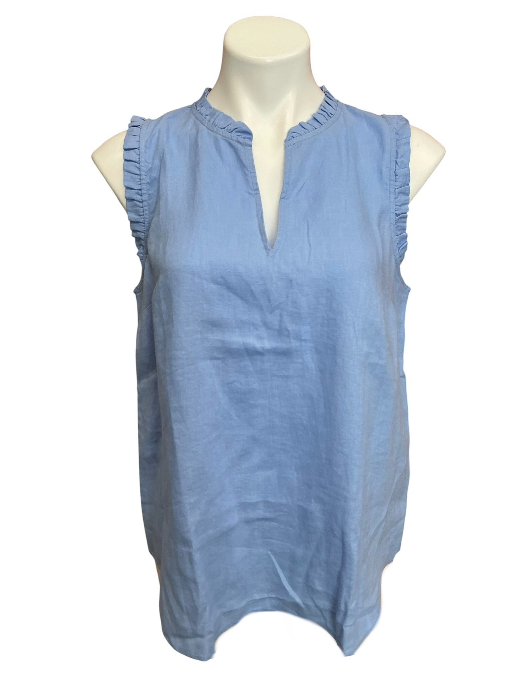 Lilly Pulitzer NWT Kavalla Sleeveless Ruffle Top Jacaranda Blue - Size M