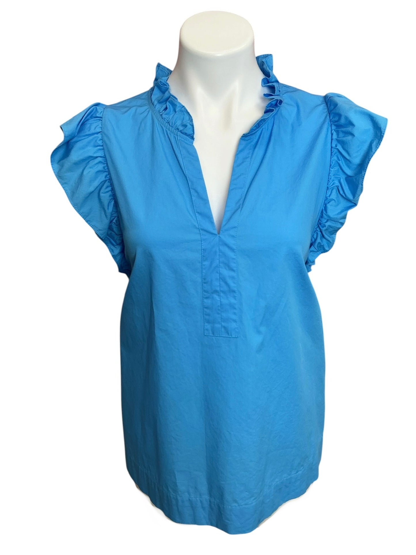 Lilly Pulitzer Klaudie Ruffle Sleeve Top Lunar Blue - Size L