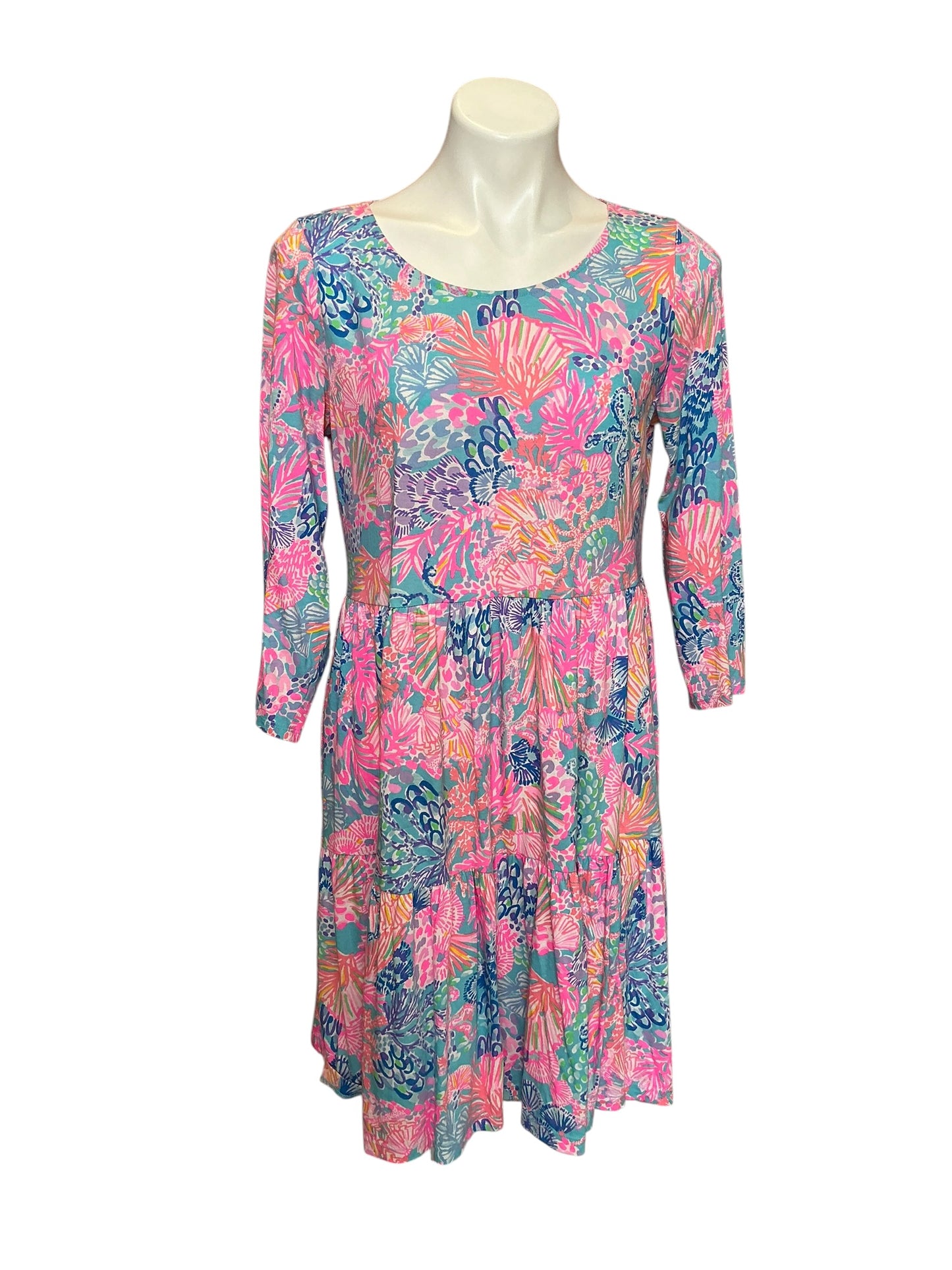 Lilly Pulitzer Geanna 3/4 Sleeve Dress Splendor In The Sand - Size M