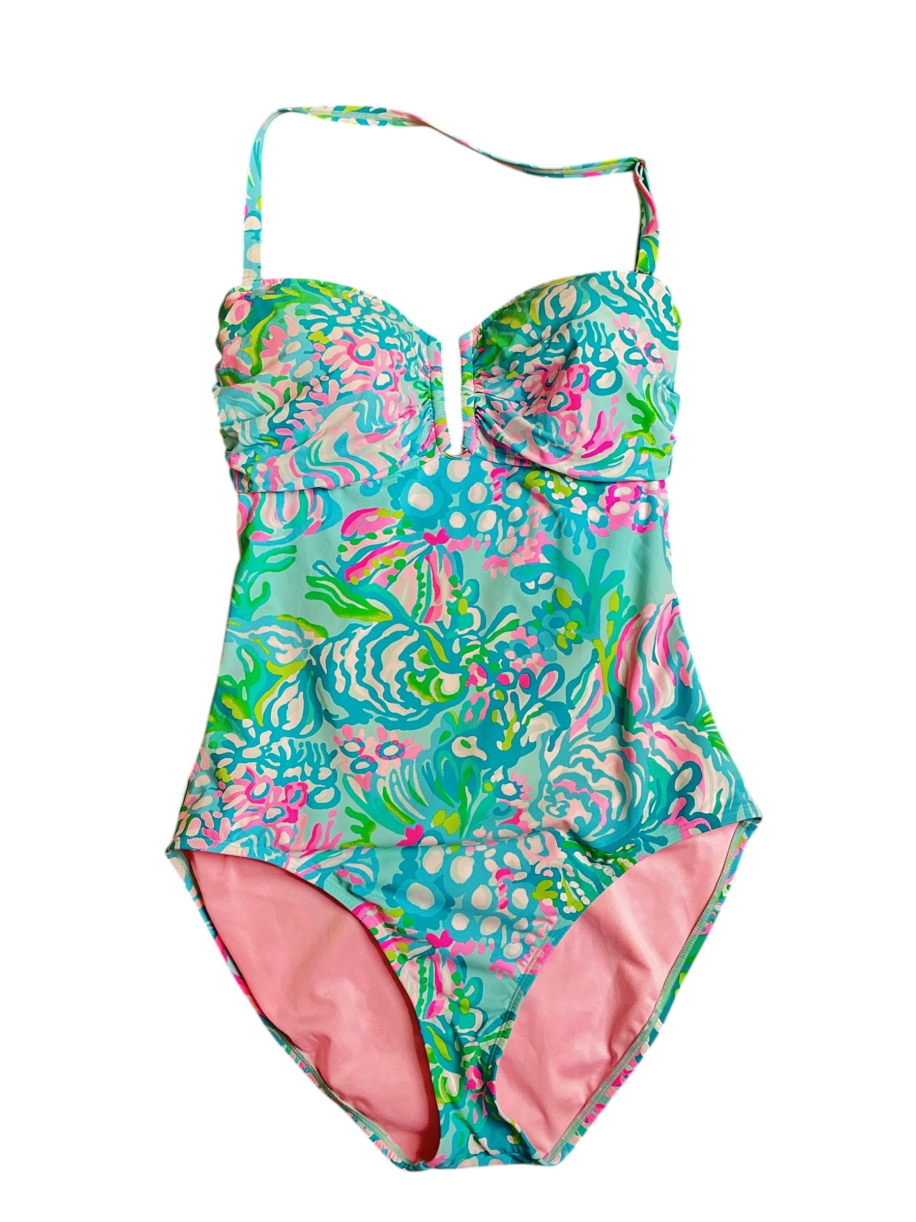 Lilly Pulitzer Jagger One Piece Swimsuit - Surf Blue Soleil It On Me - Size 14