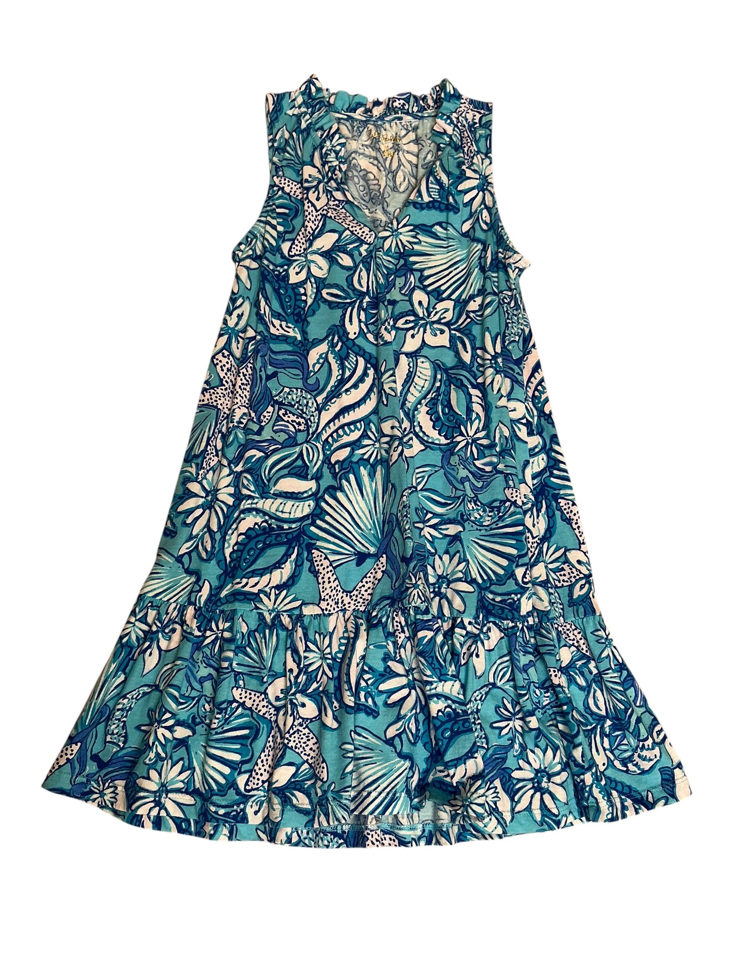 Lilly Pulitzer Girls Malone Dress Amalfi Blue Sound The Sirens - Size M