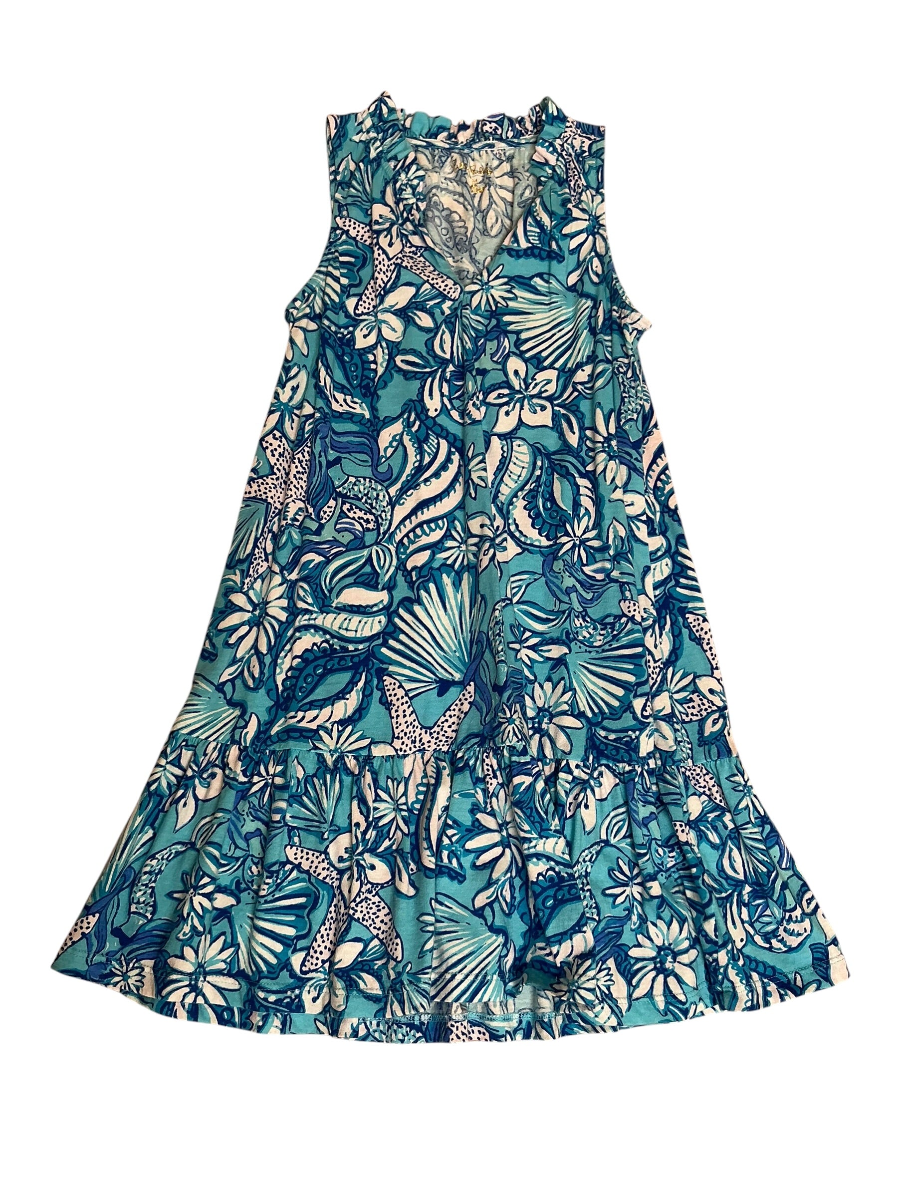Lilly Pulitzer Girls Malone Dress Amalfi Blue Sound The Sirens - Size M