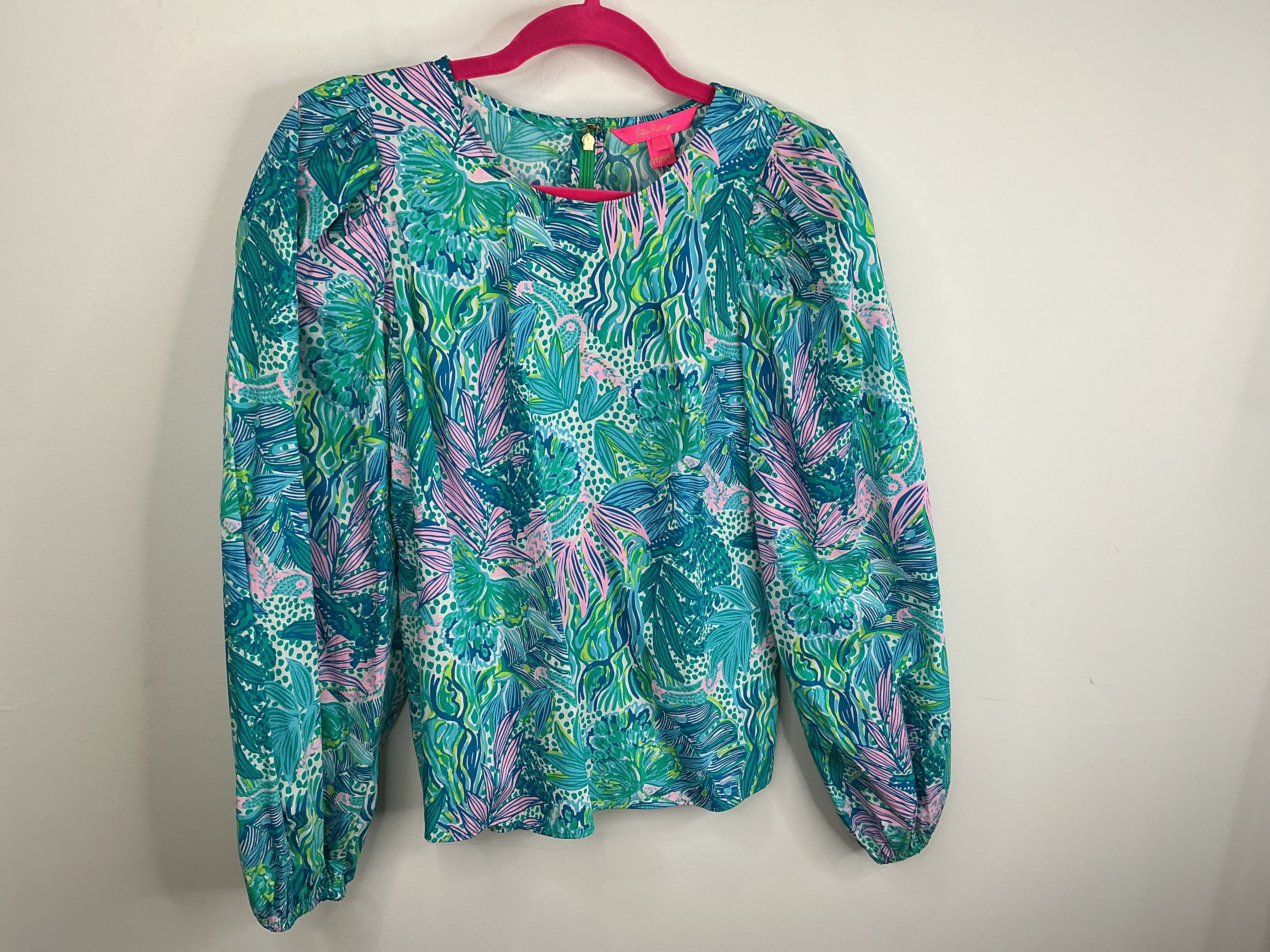 Lilly Pulitzer NWT Lynnley Long Sleeve Top Botanical Green Holiday In The Sun - Size S