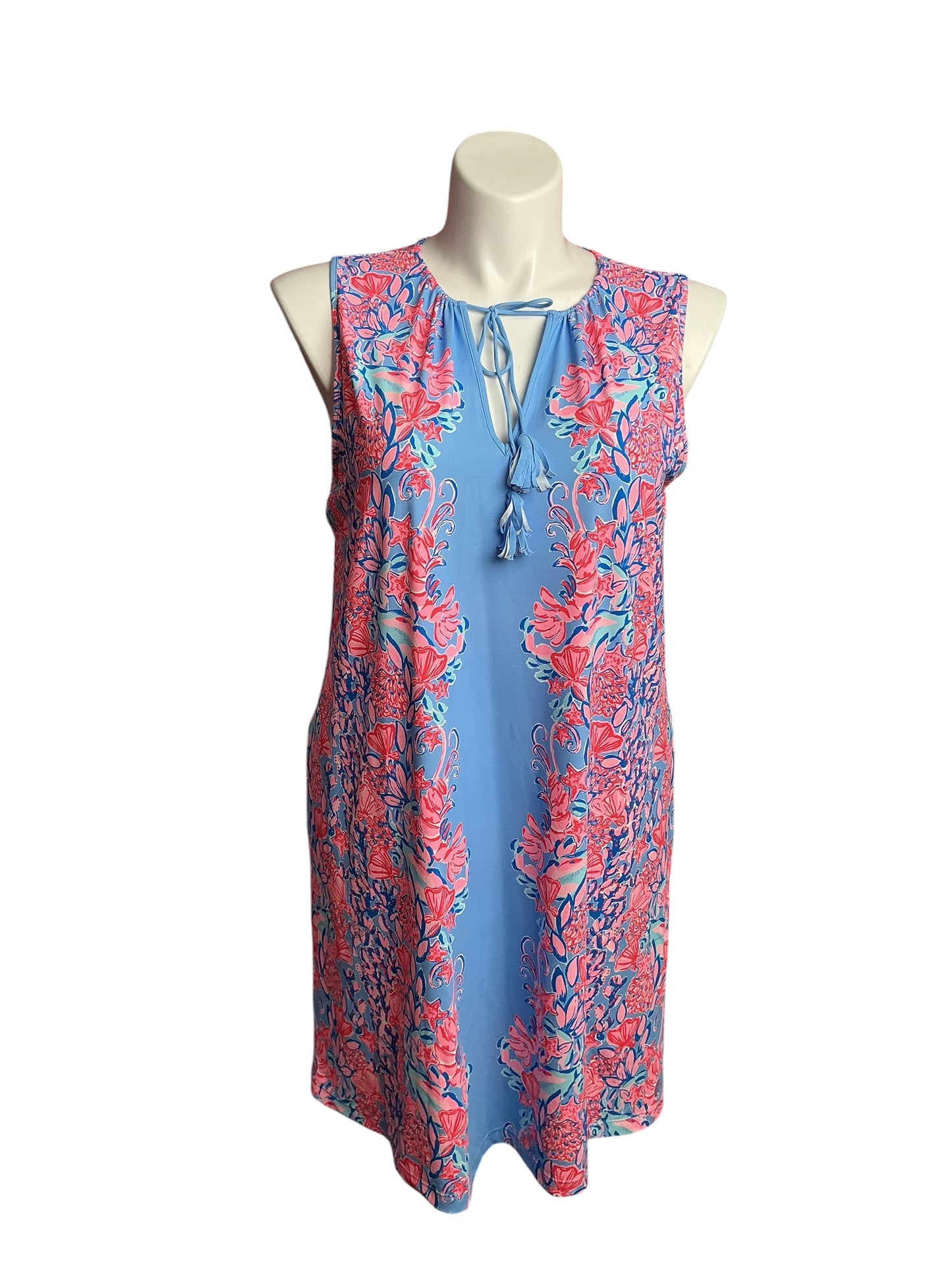 Lilly Pulitzer- Johana  over-Up Dress Blue Peri Shrimply The Best Size XL