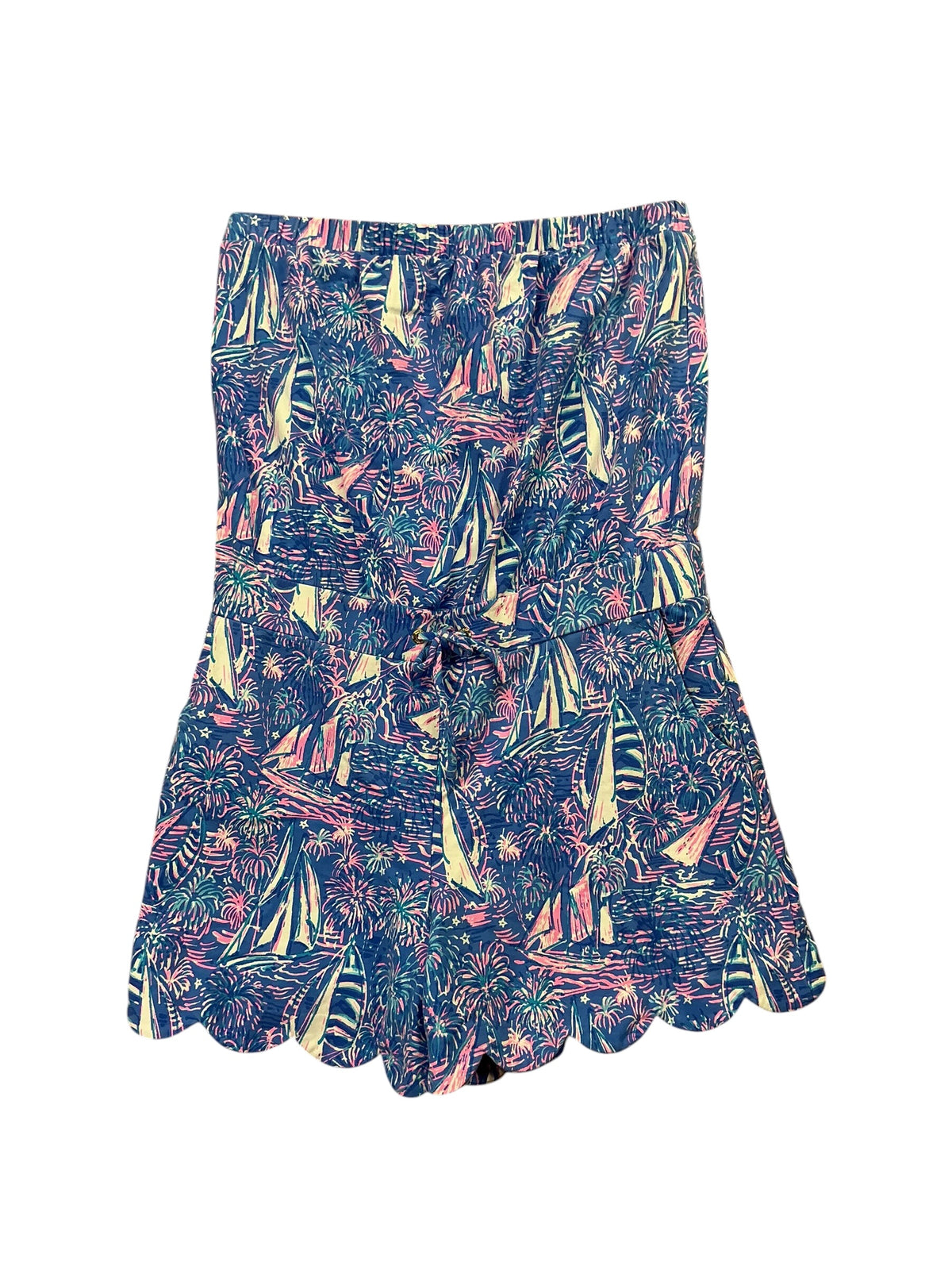 Lilly Pulitzer Jace Strapless Romper Boca Blue It’s A Sailabration - Size L