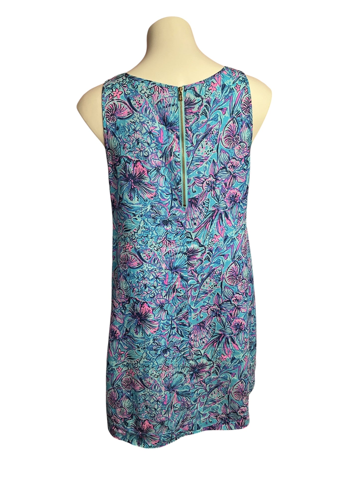 Lilly Pulitzer- Edelyn Linen Swing Dress Breakwater Blue Shells N’ Bells Size 2