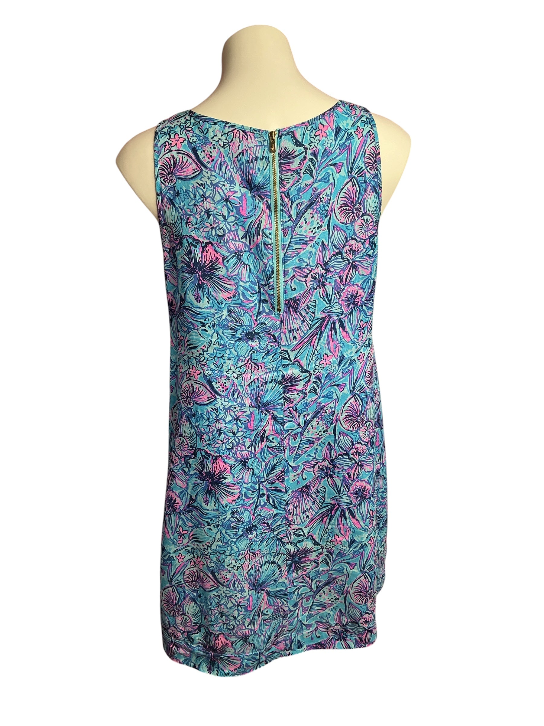 Lilly Pulitzer- Edelyn Linen Swing Dress Breakwater Blue Shells N’ Bells Size 2
