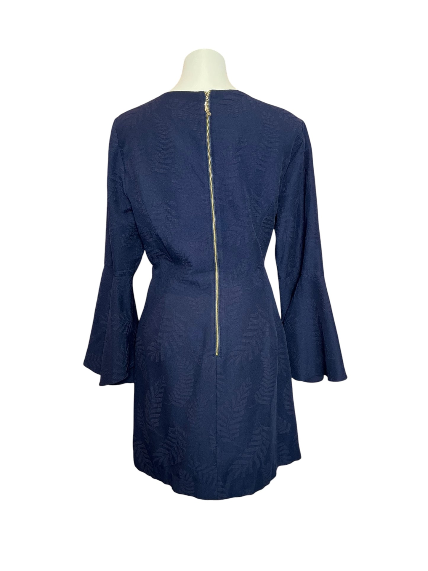 Lilly Pulitzer Kayla Stretch Dress True Navy Fern Pucker Jacquard - Size 16