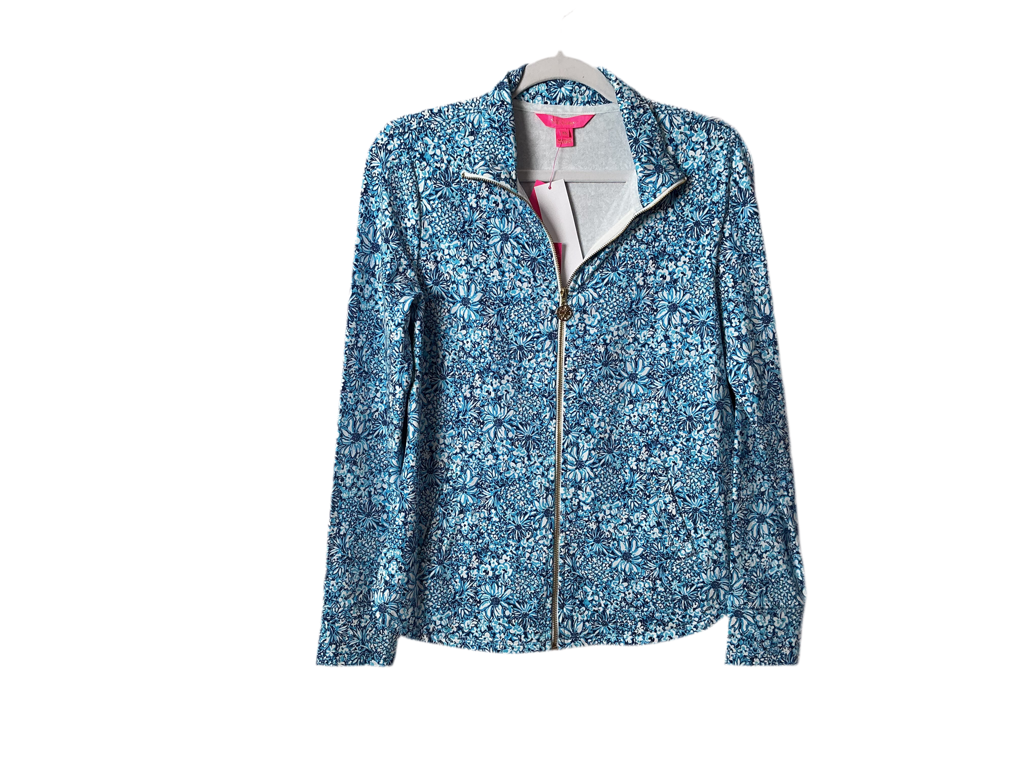 Lilly Pulitzer NWT - Leona UPF 50+ Zip-Up - Cumulus Blue - Blooming Together - Size XS