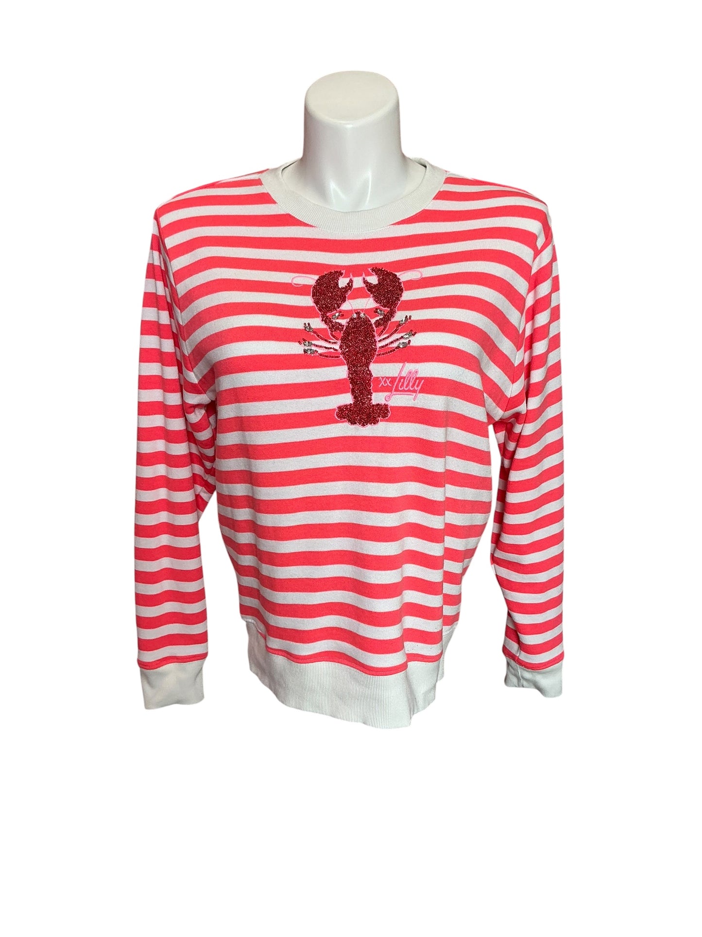 Lilly Pulitzer Ballad Long Sleeve Sweatshirt Cane Coral So Clawsome - Size S