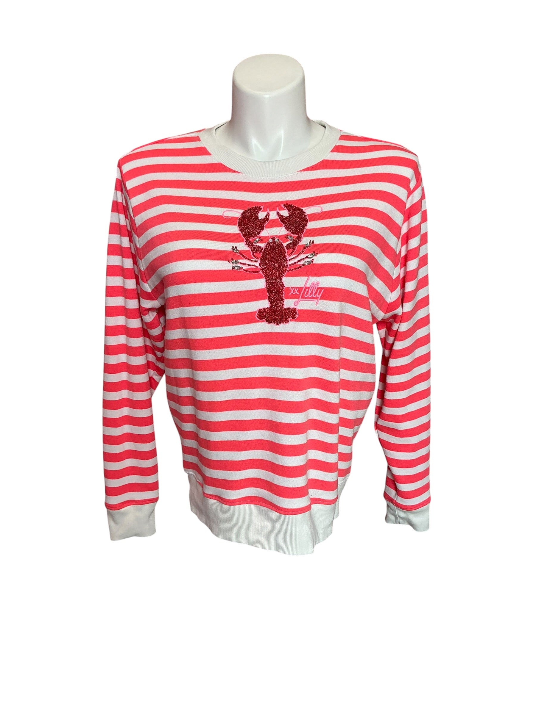 Lilly Pulitzer Ballad Long Sleeve Sweatshirt Cane Coral So Clawsome - Size S