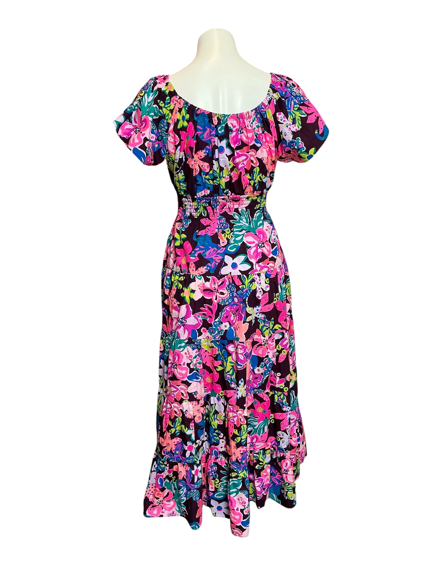 Lilly Pulitzer Ellabell Midi Dress Cherry Ganache Bohemian Garden - Size XXS