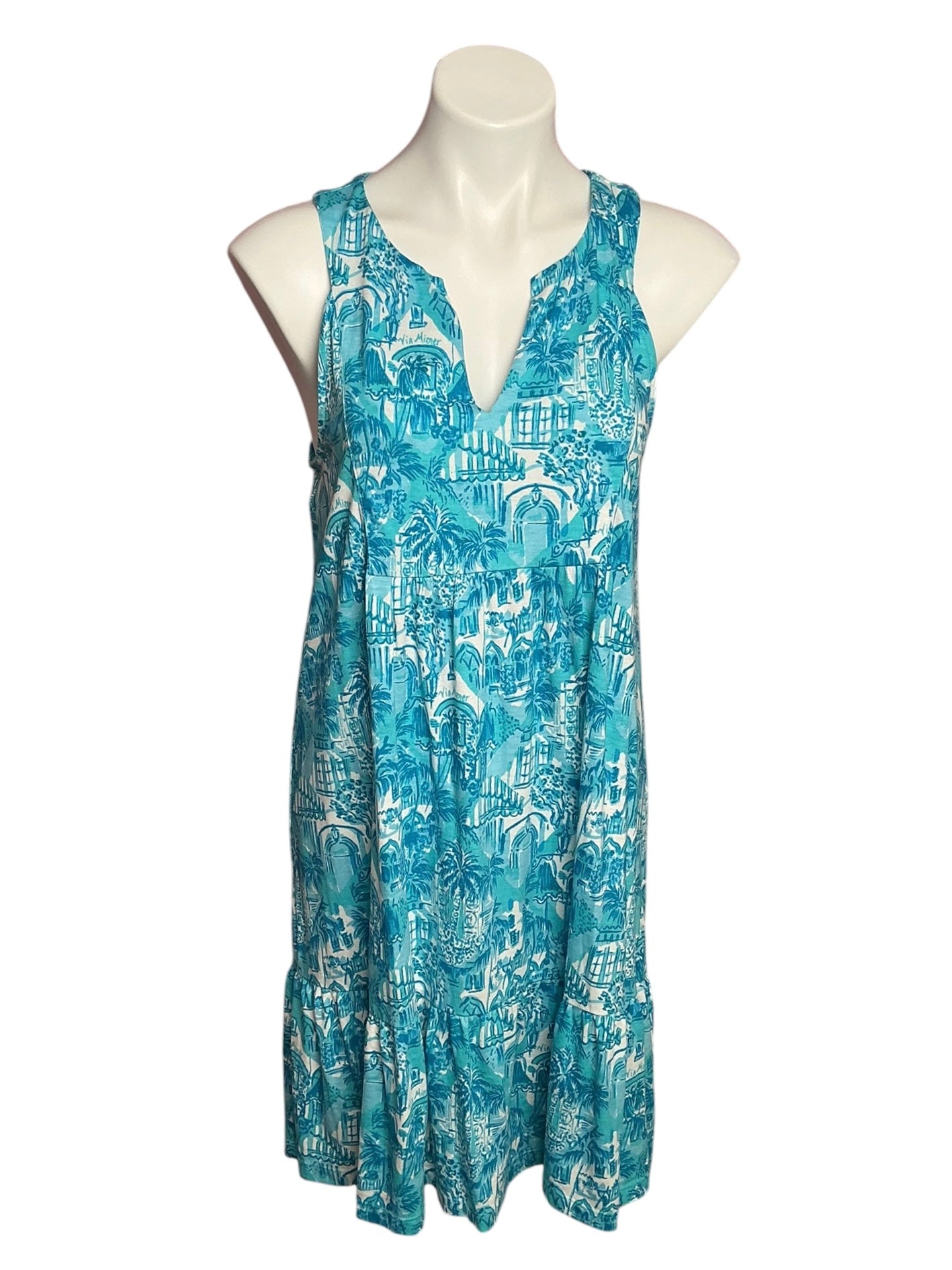 Lilly Pulitzer Lindy Dress Amalfi Blue Sunny State Of Mind - Size M