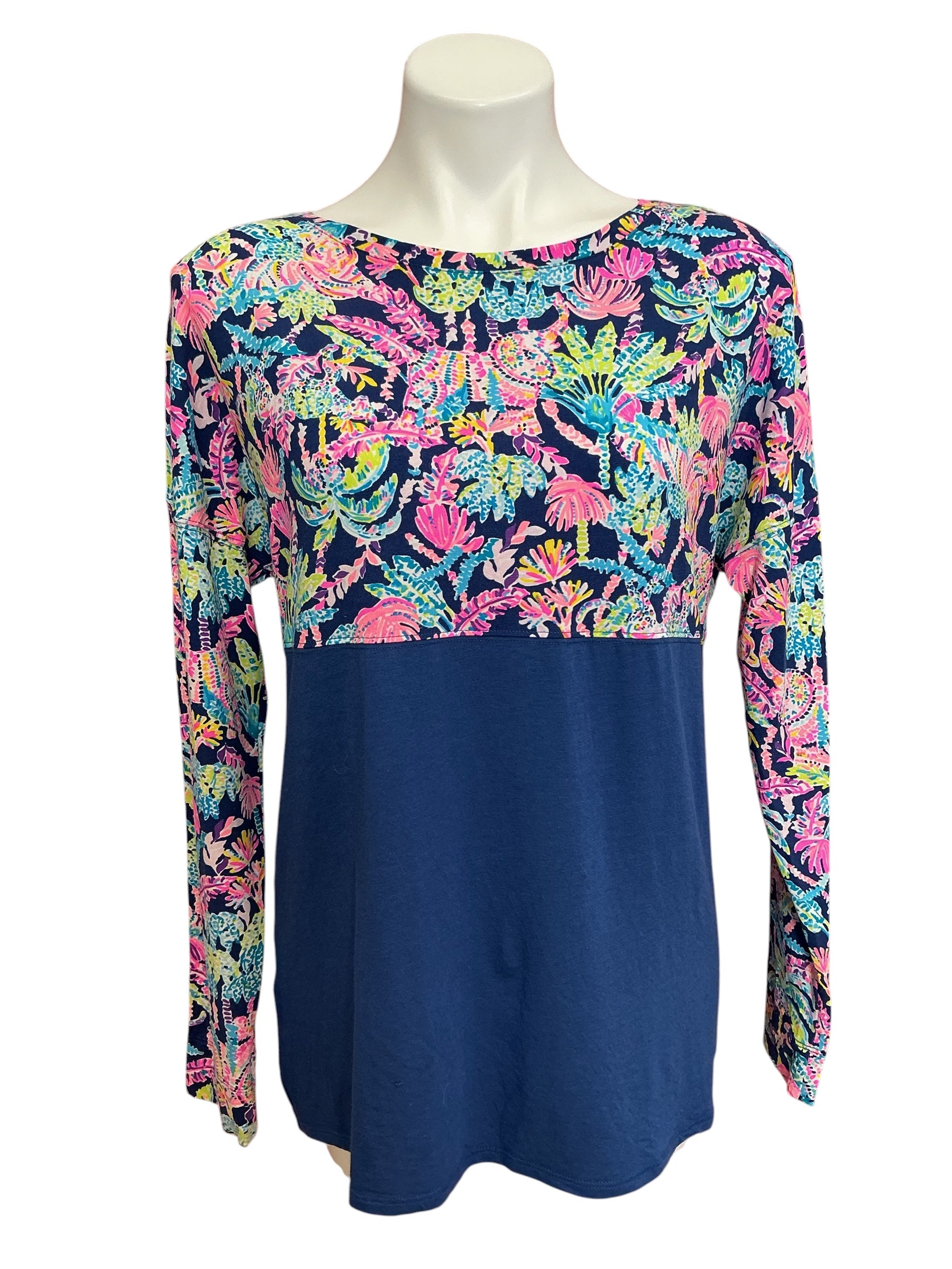Lilly Pulitzer Finn Top Oyster Bay Navy Seen And Heard - Size M