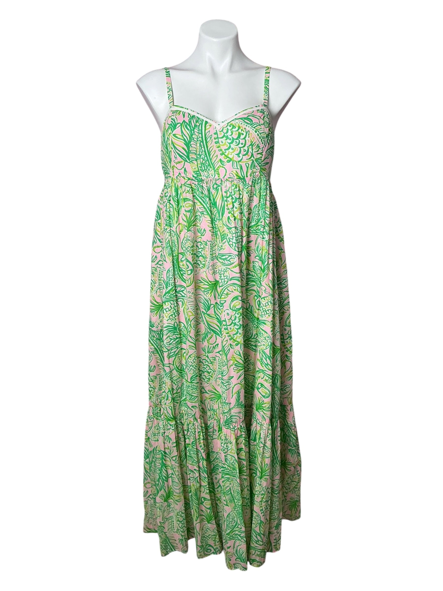 Lilly Pulitzer Heidi Cotton Maxi Dress Fins and Flippers - Size 8