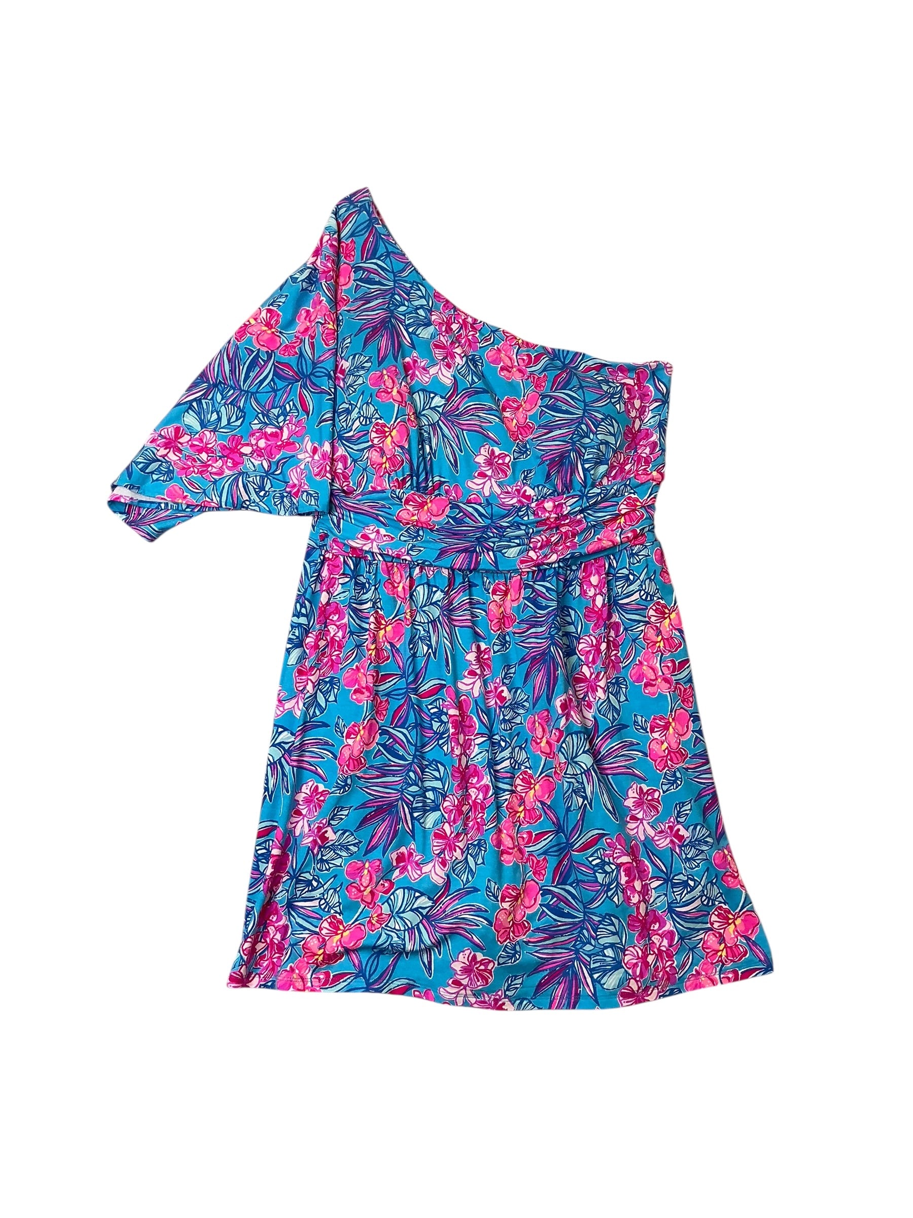 Lilly Pulitzer Niki One Shoulder Romper - Cumulus Blue Orchid Oasis - Size 12