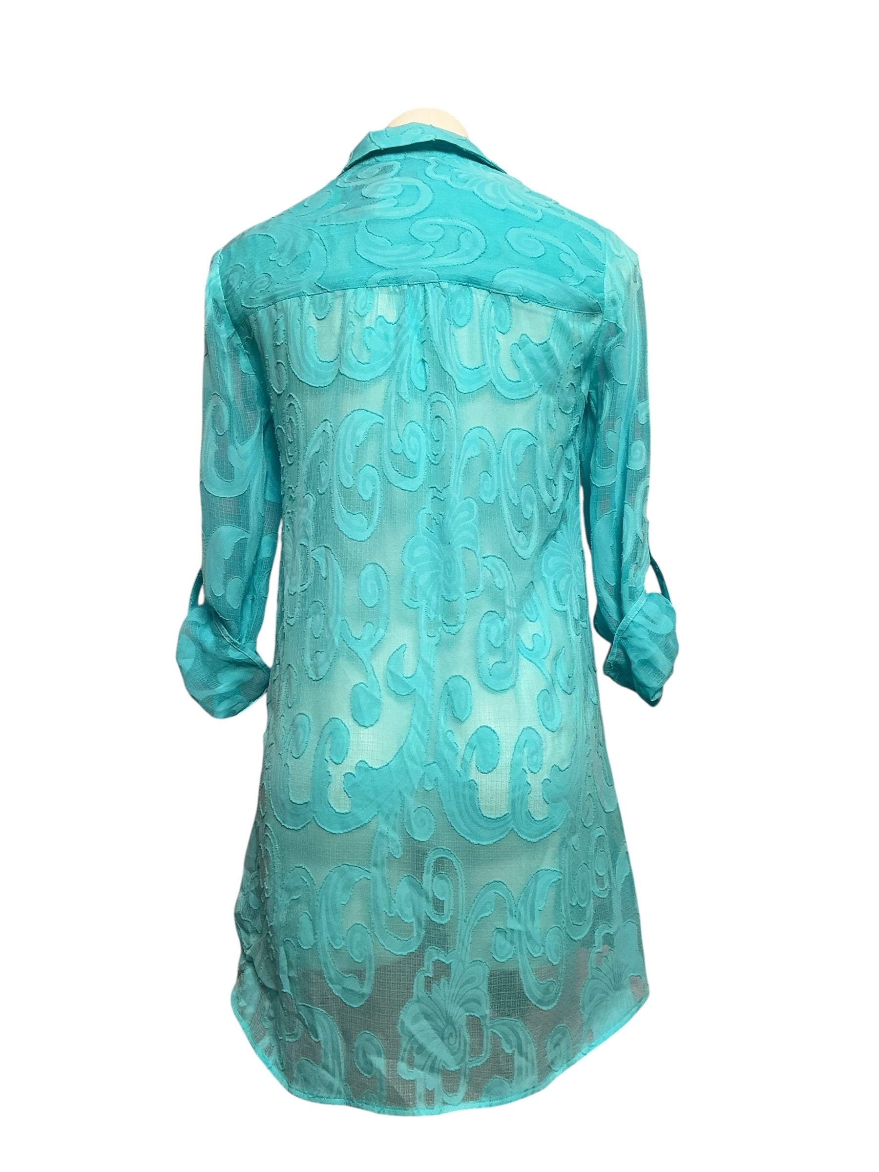 Lilly Pulitzer Natalie Coverup Amalfi Blue, Poly Crepe Swirl Clip Size XS