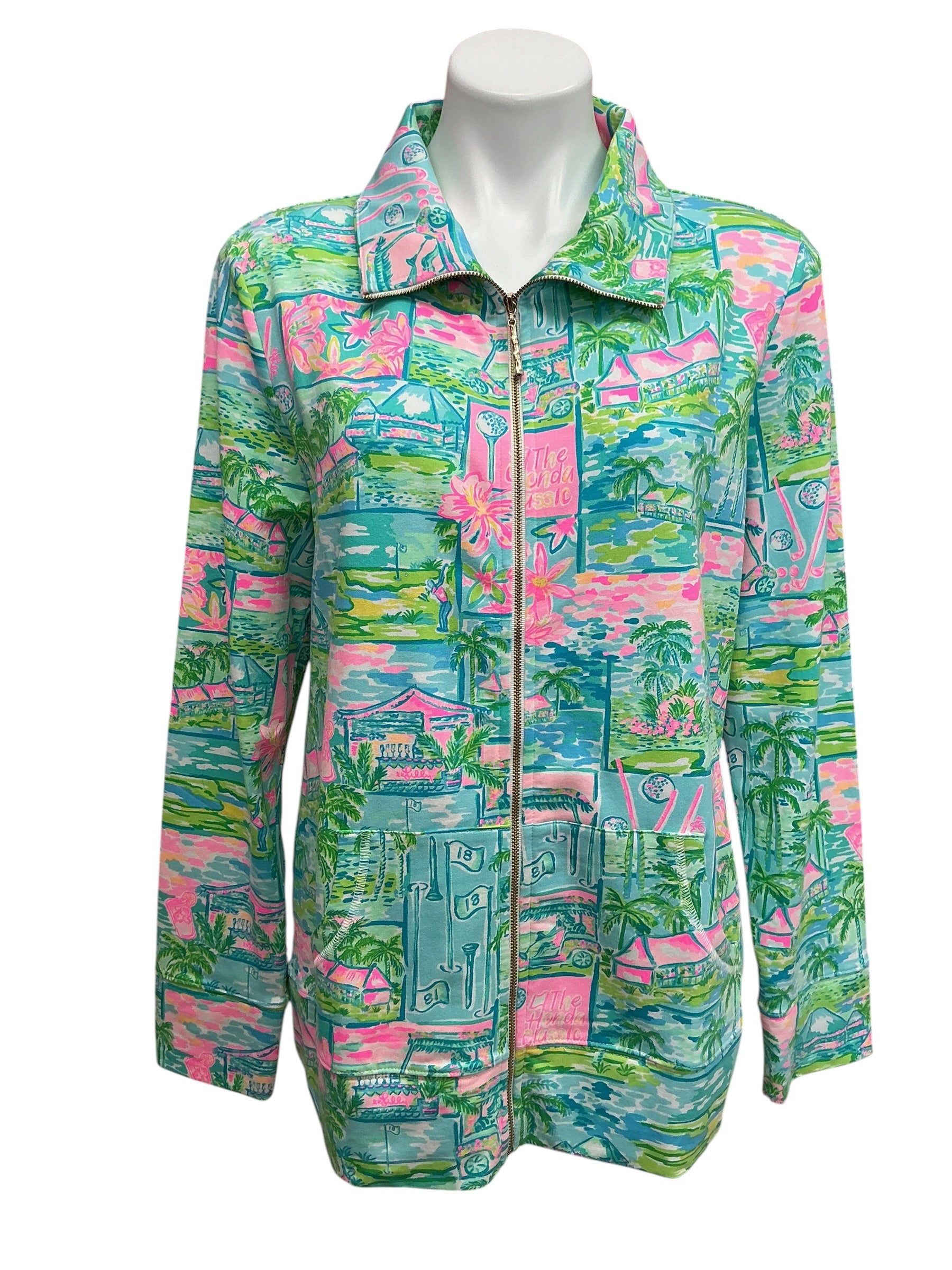 Lilly Pulitzer Leona Zip Up Jacket Multi Honda Classic Golf - Size L